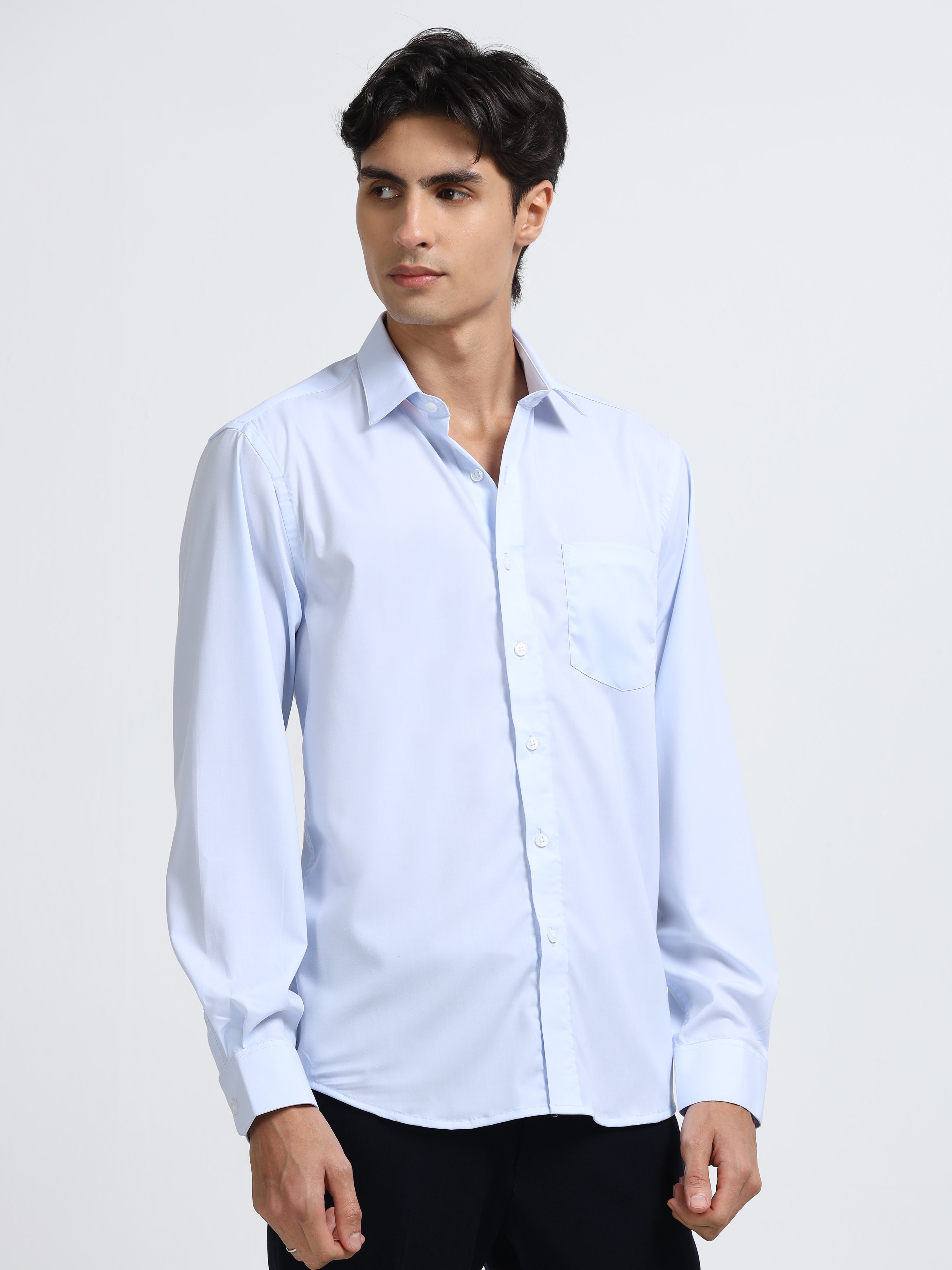 Men - Powder Blue - Slim Fit - Formal Shirt