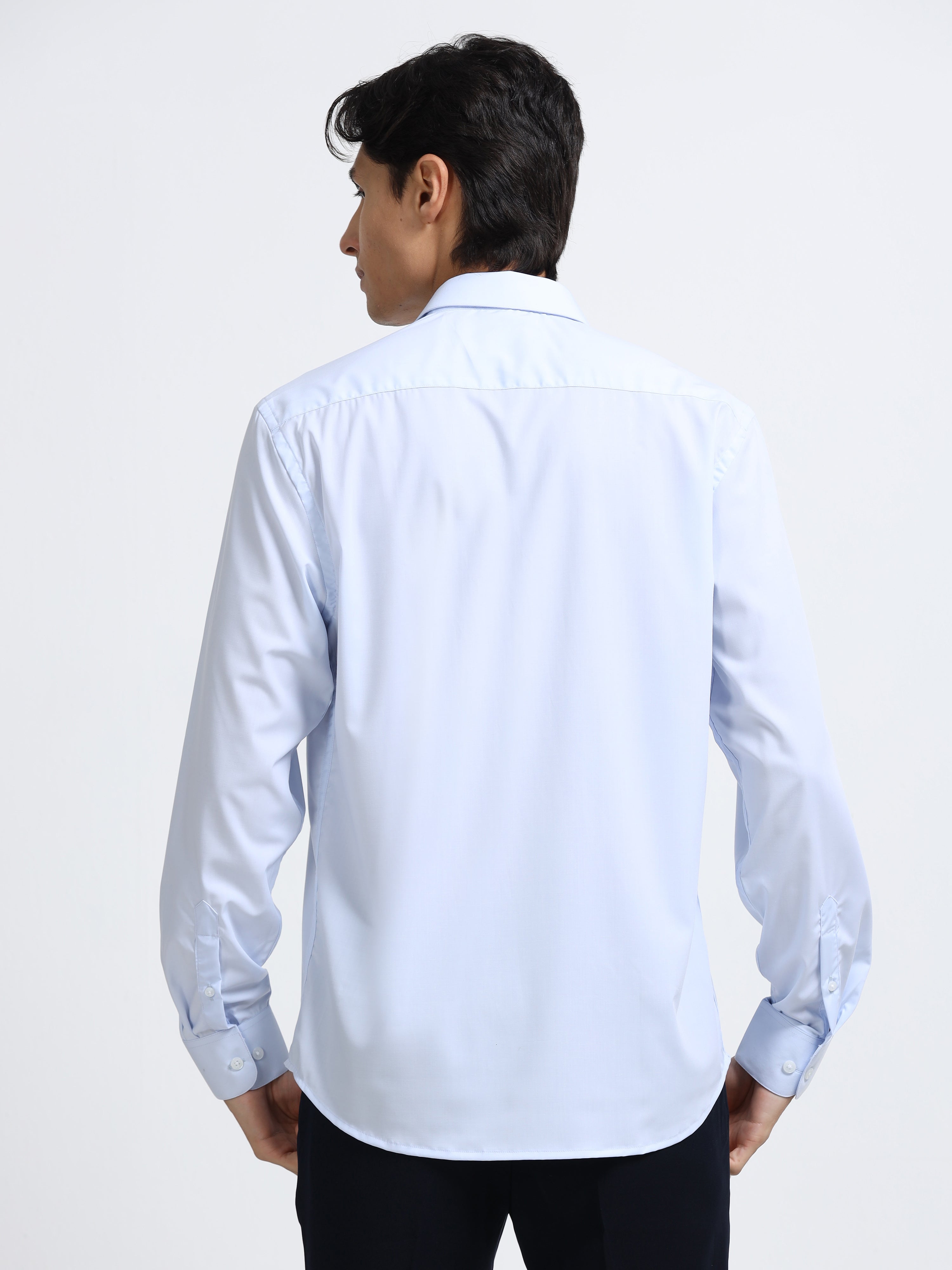 Men - Powder Blue - Slim Fit - Formal Shirt