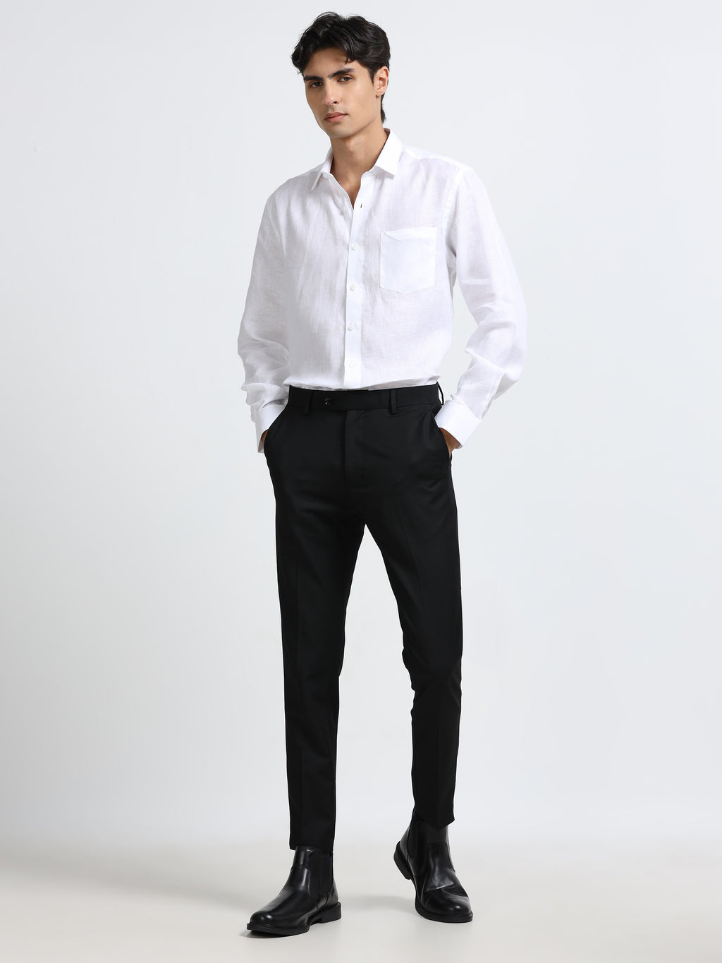 Men - White - Slim Fit - Refined Plain Casual Shirt