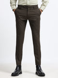 Men Grey Ankle Fit Formal Trouser - 4-Way Lycra