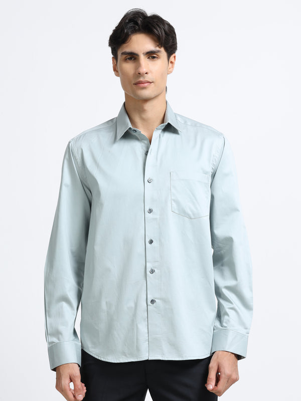 Men - Chrome Grey - Slim Fit - Solid Formal Shirt