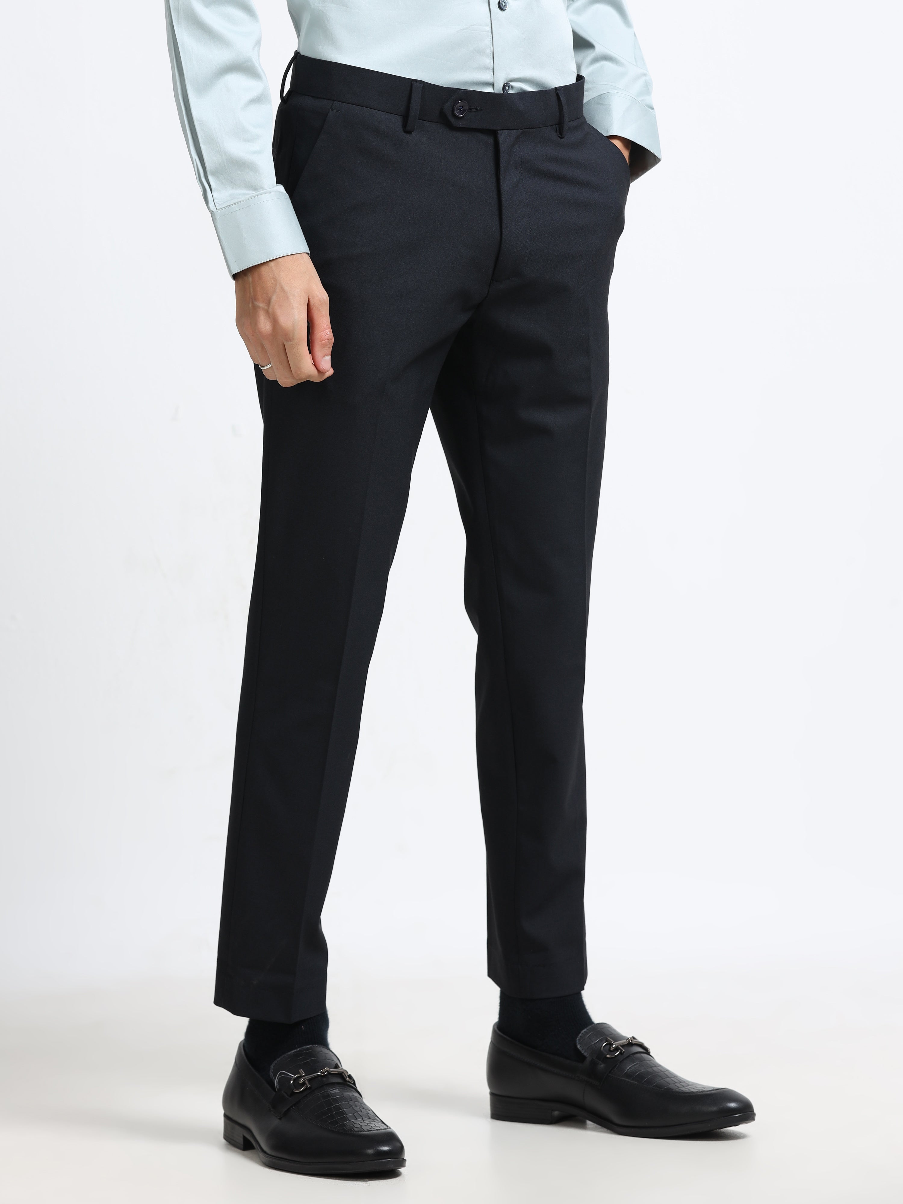 Men - Navy Blue - Ankel Fit - Formal Trouser