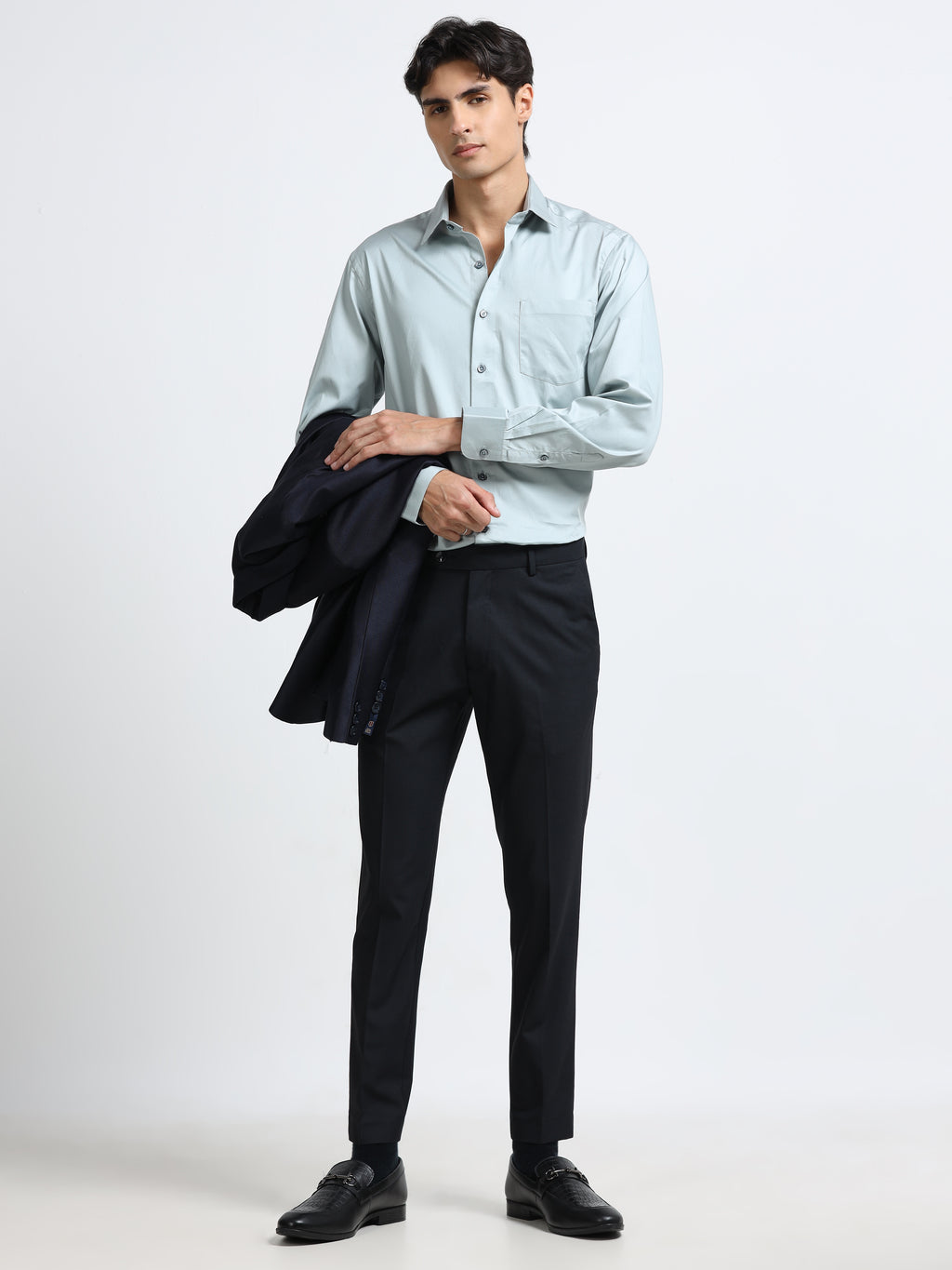 Men - Navy Blue - Ankel Fit - Formal Trouser