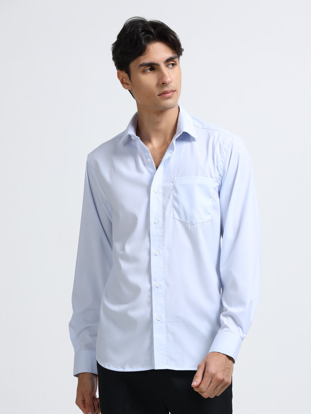 Men - Sky Blue - Slim Fit - Solid Formal Shirt