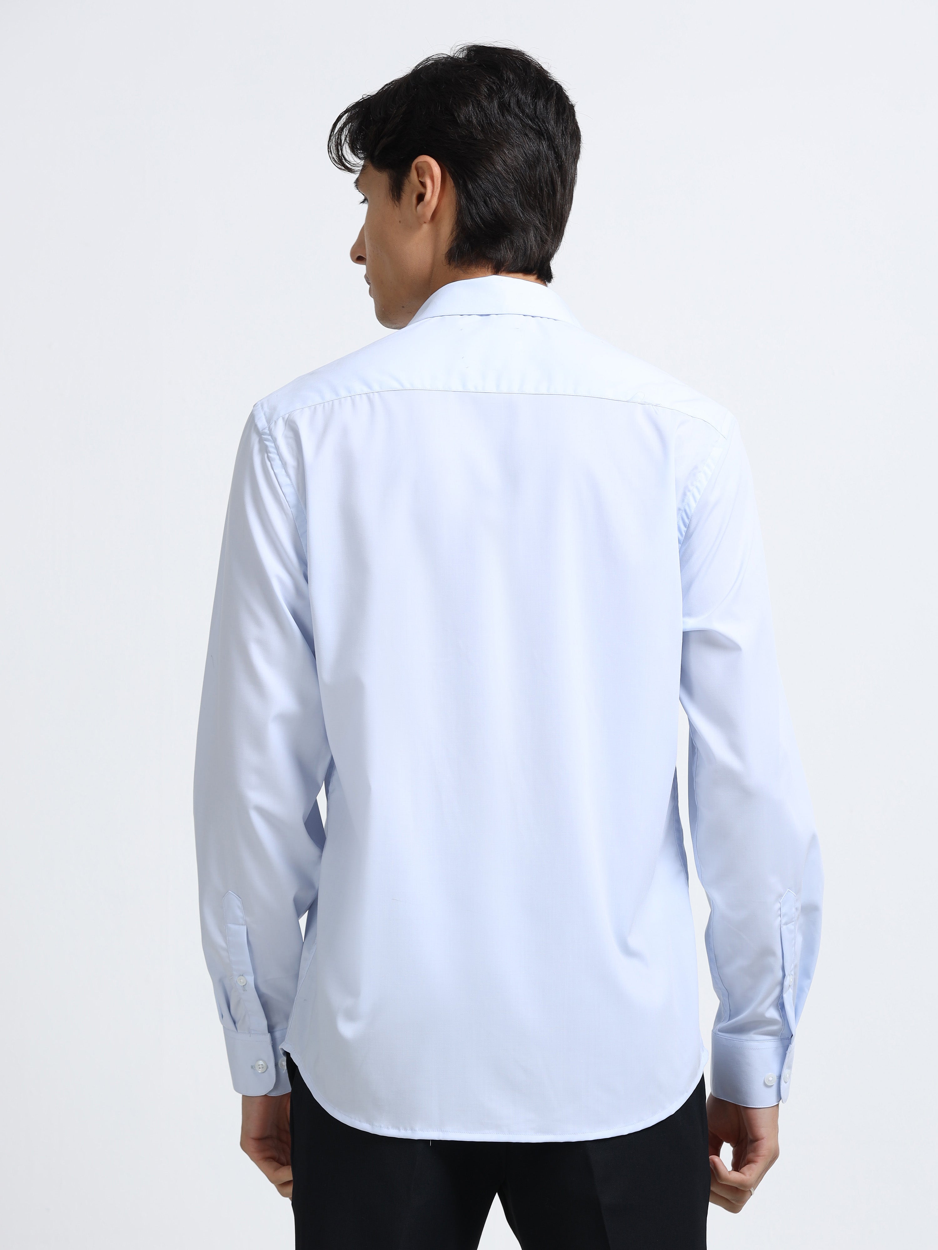 Men - Sky Blue - Slim Fit - Solid Formal Shirt