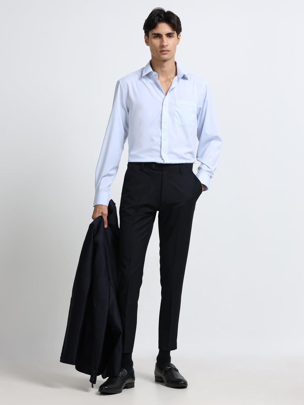 Men - Sky Blue - Slim Fit - Solid Formal Shirt