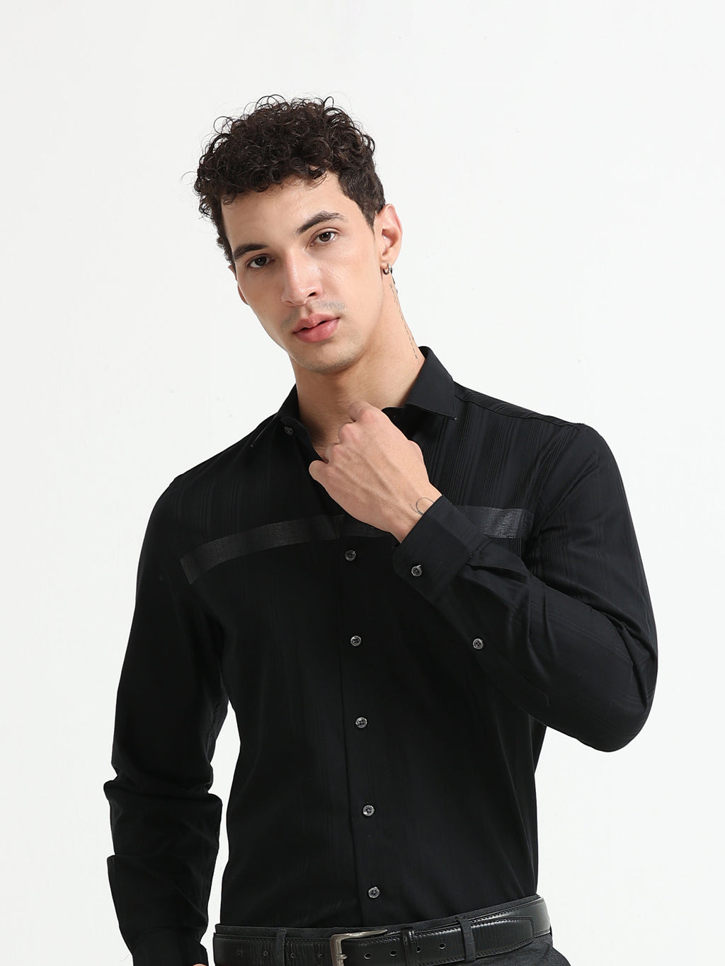 Midnight Linear Signature Jacquard Shirt