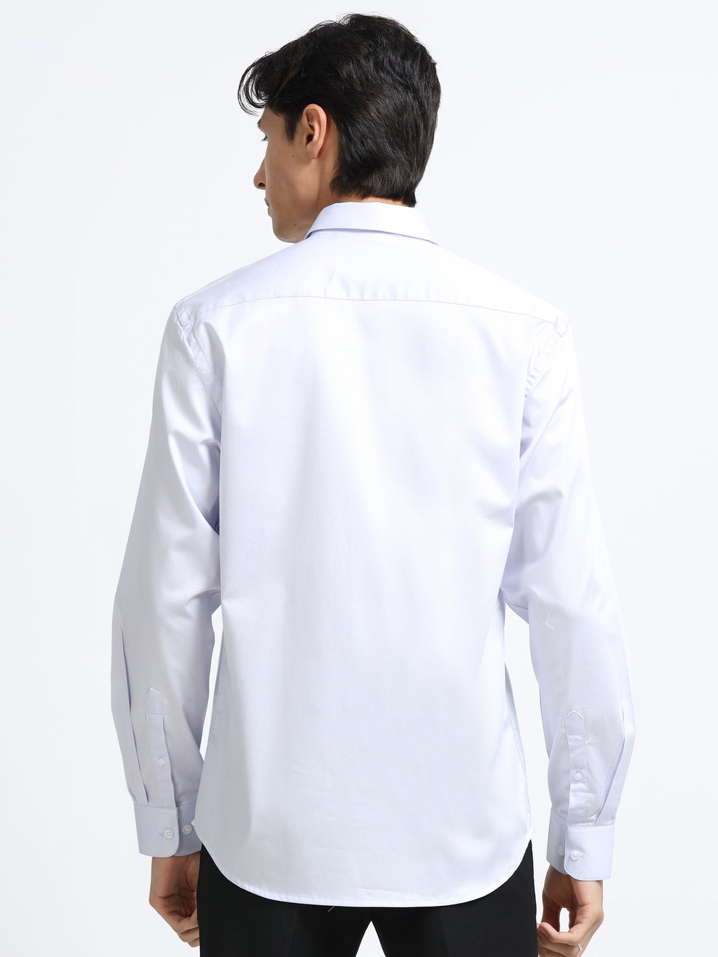 Arctic Lilac Cotton Satin Stretch Solid Shirt