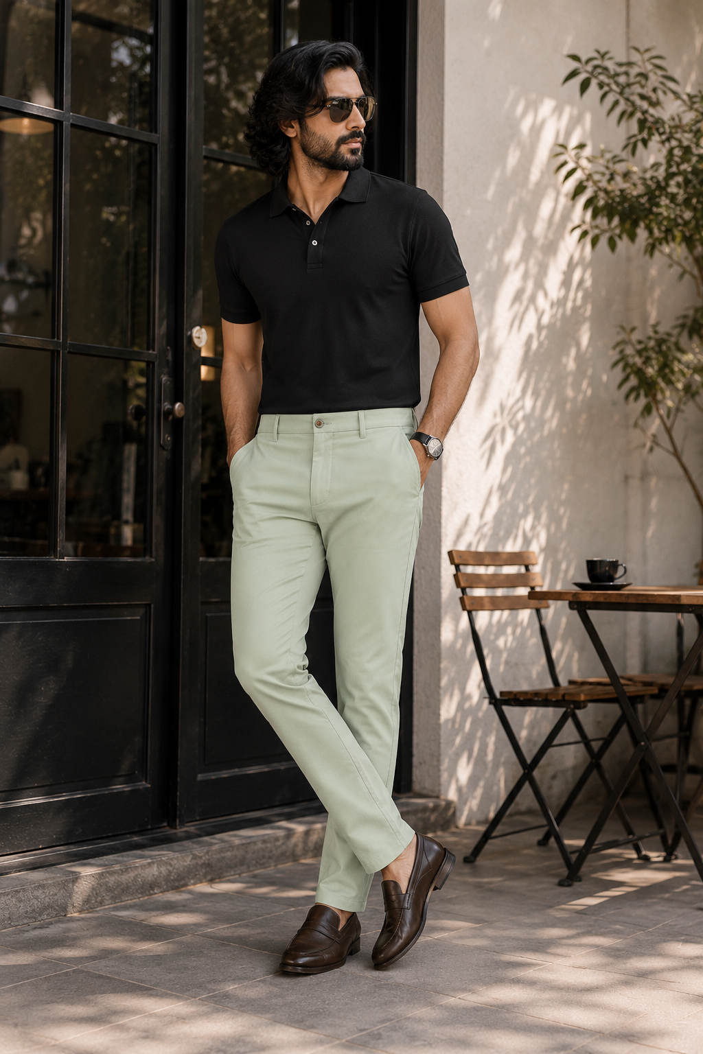 Pista Green Cotton Trouser