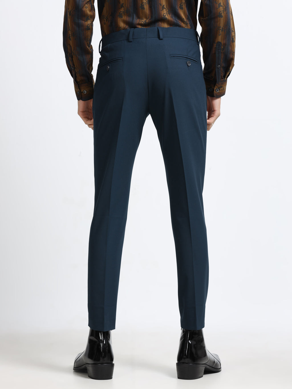 BLUE 4 WAY STRETCH VISCOSE BLEND FORMAL PANT