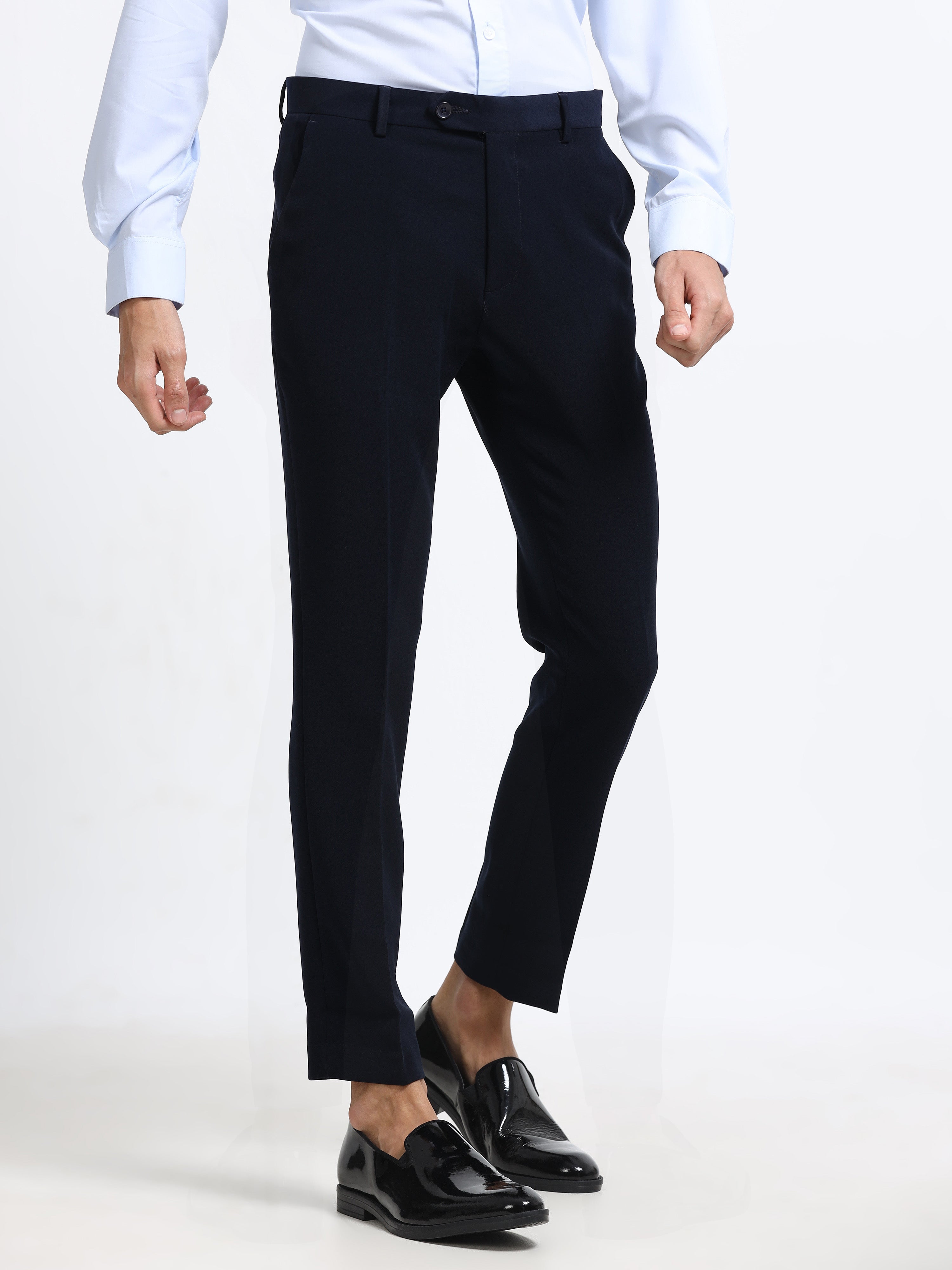 CARBON BLACK 4 WAY STRETCH VISCOSE BLEND FORMAL PANT