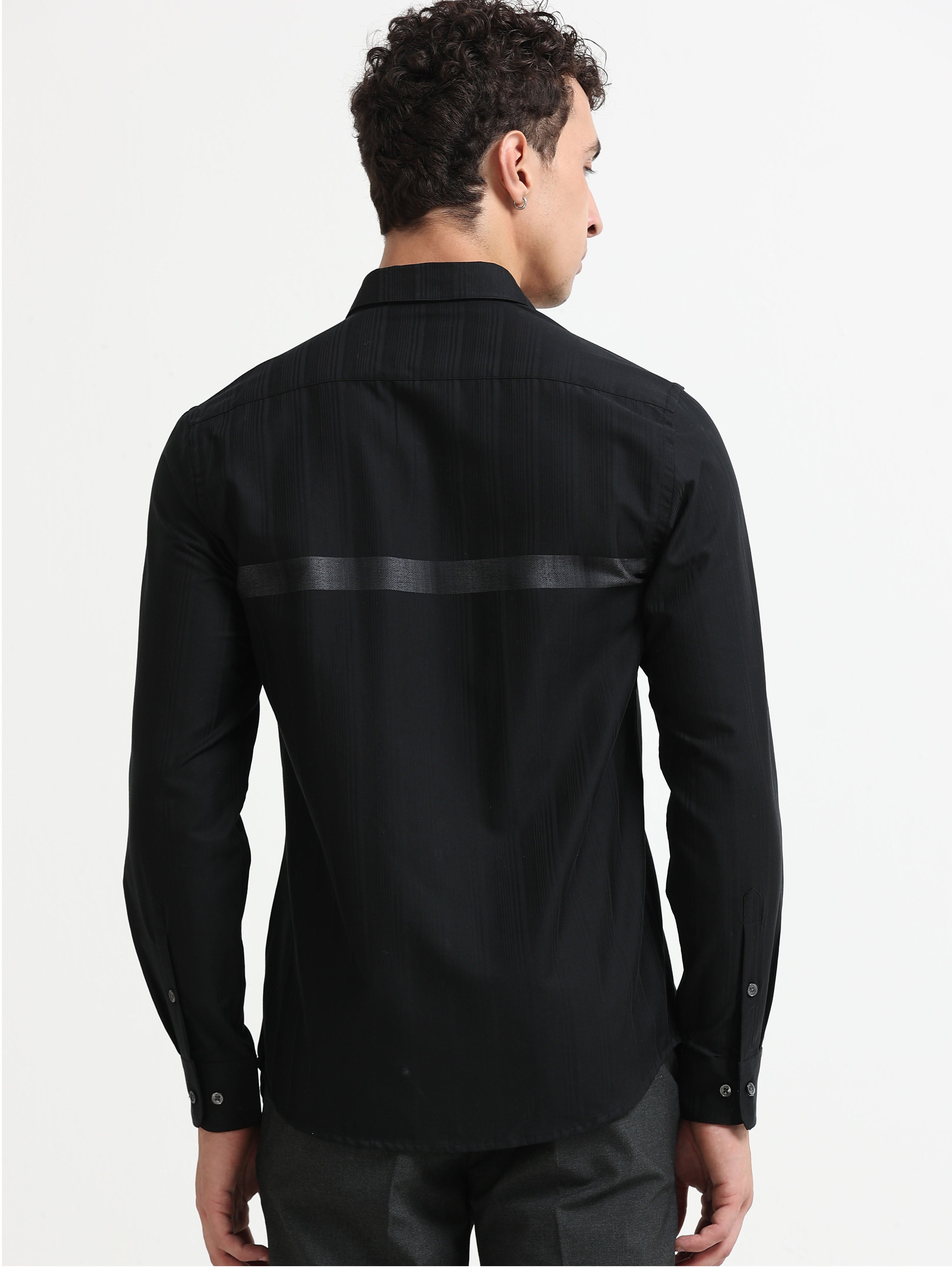 Midnight Linear Signature Jacquard Shirt