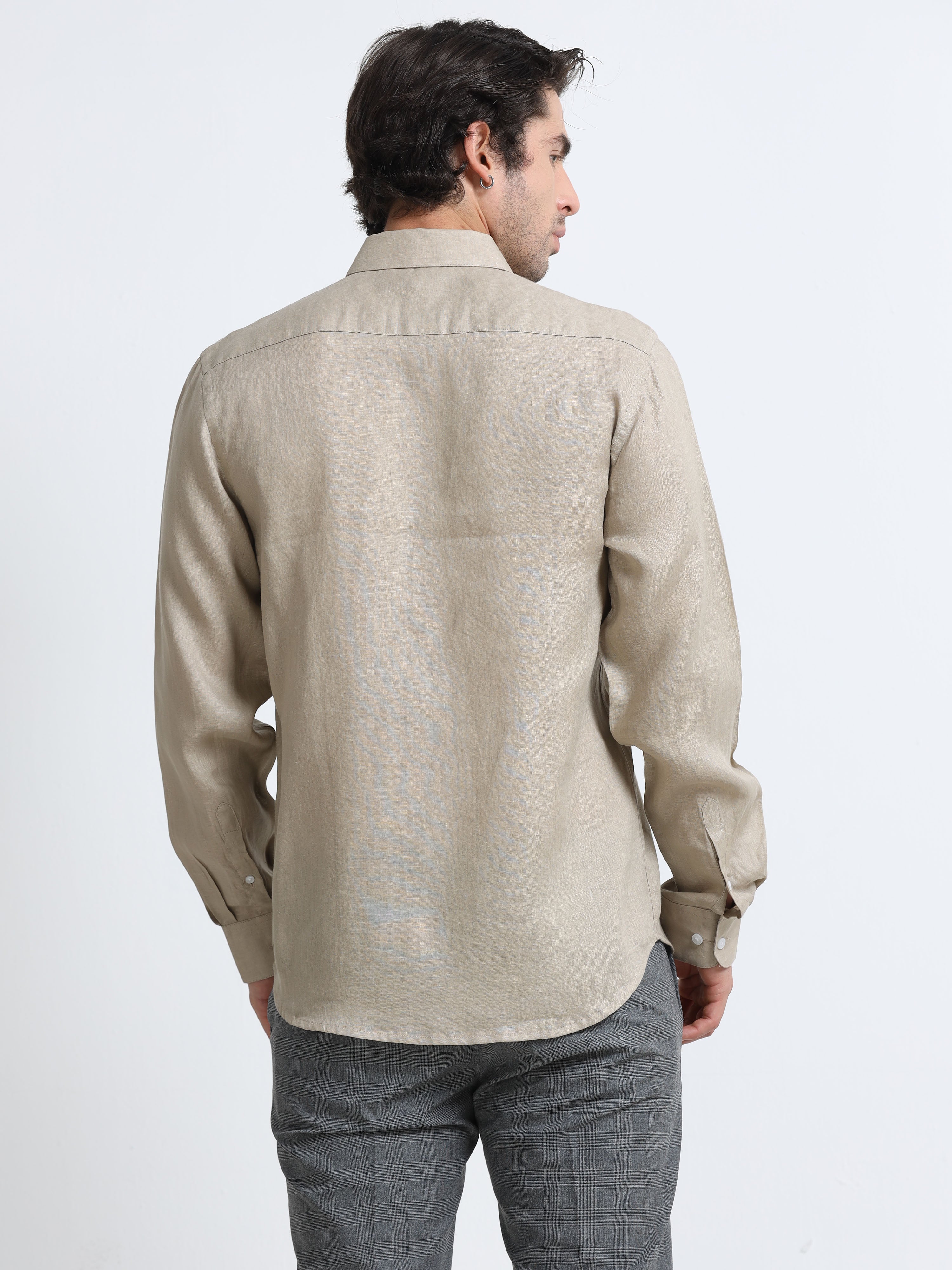 Sahara Sand Linen Solid Shirt