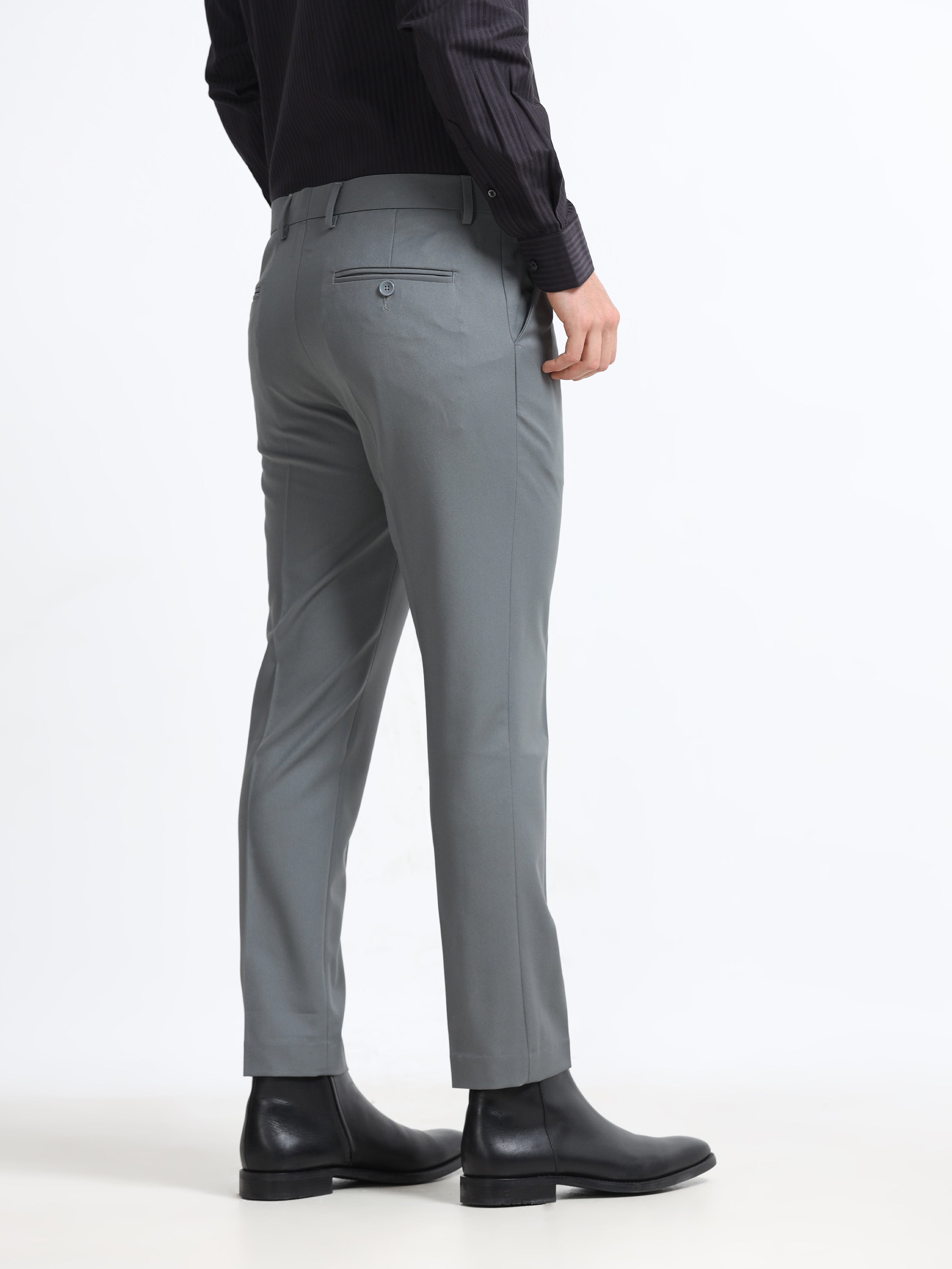 ELEPHANT GREY 4 WAY STRETCH VISCOSE BLEND FORMAL PANT