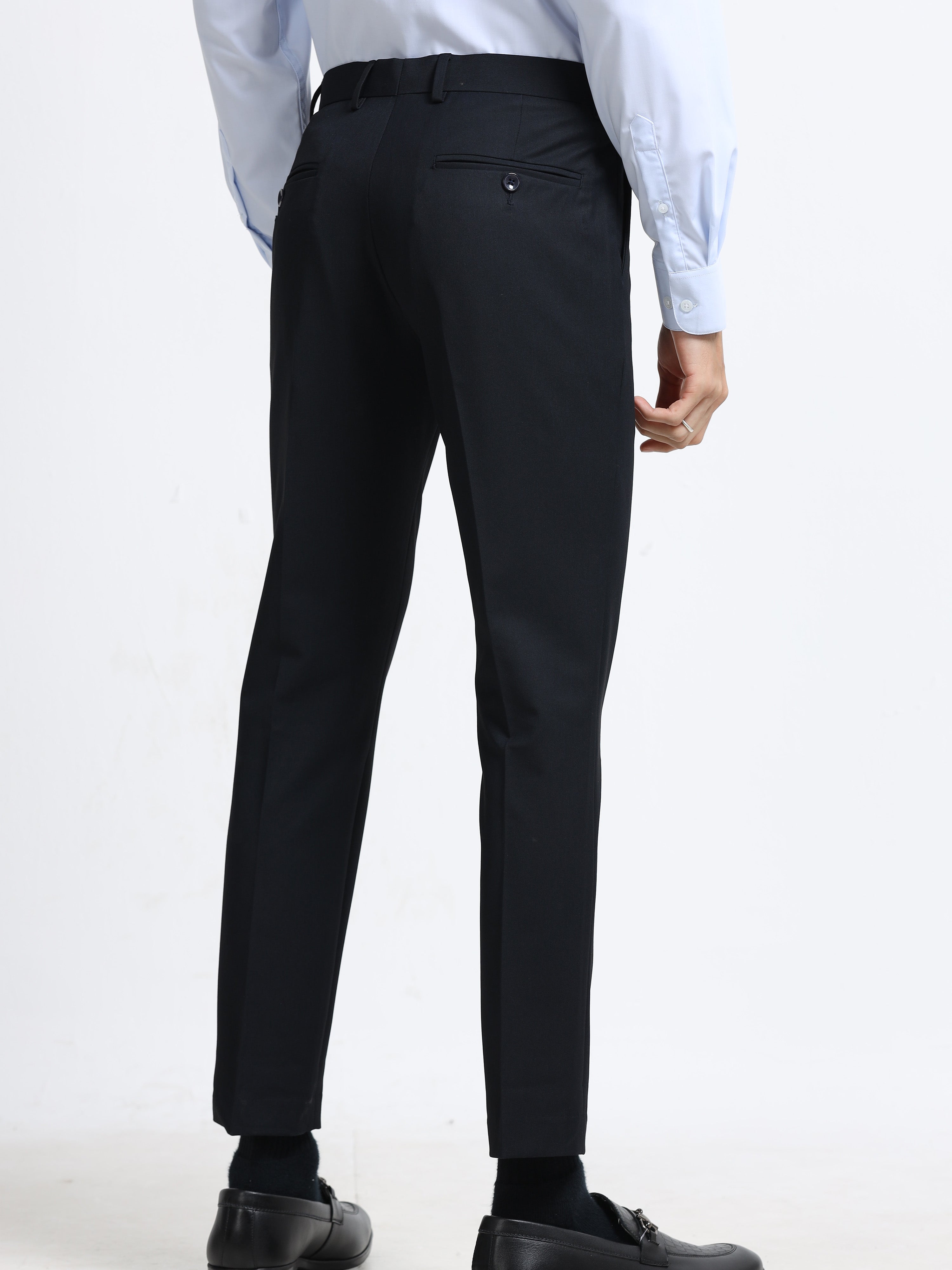 NAVY BLUE 4 WAY STRETCH VISCOSE BLEND FORMAL PANT