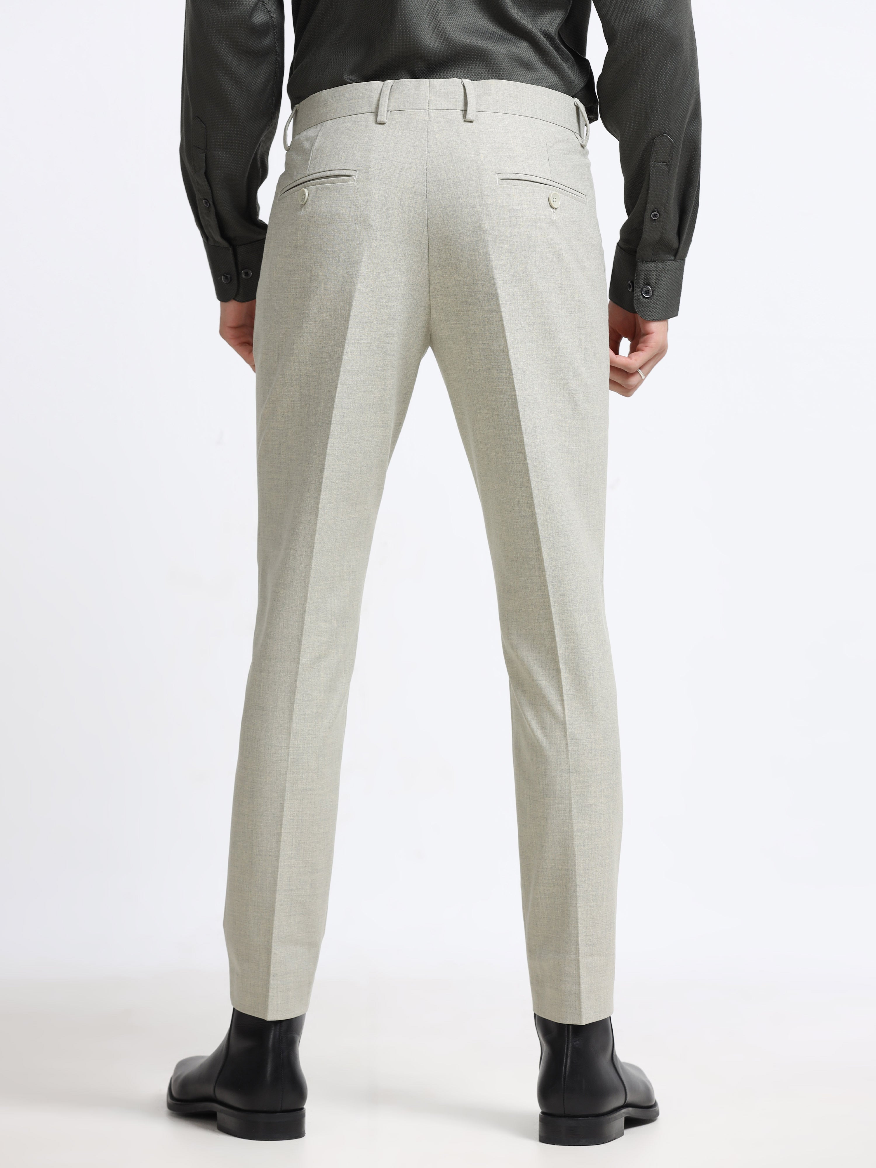 LIGHT GREY 4 WAY STRETCH VISCOSE BLEND FORMAL PANT