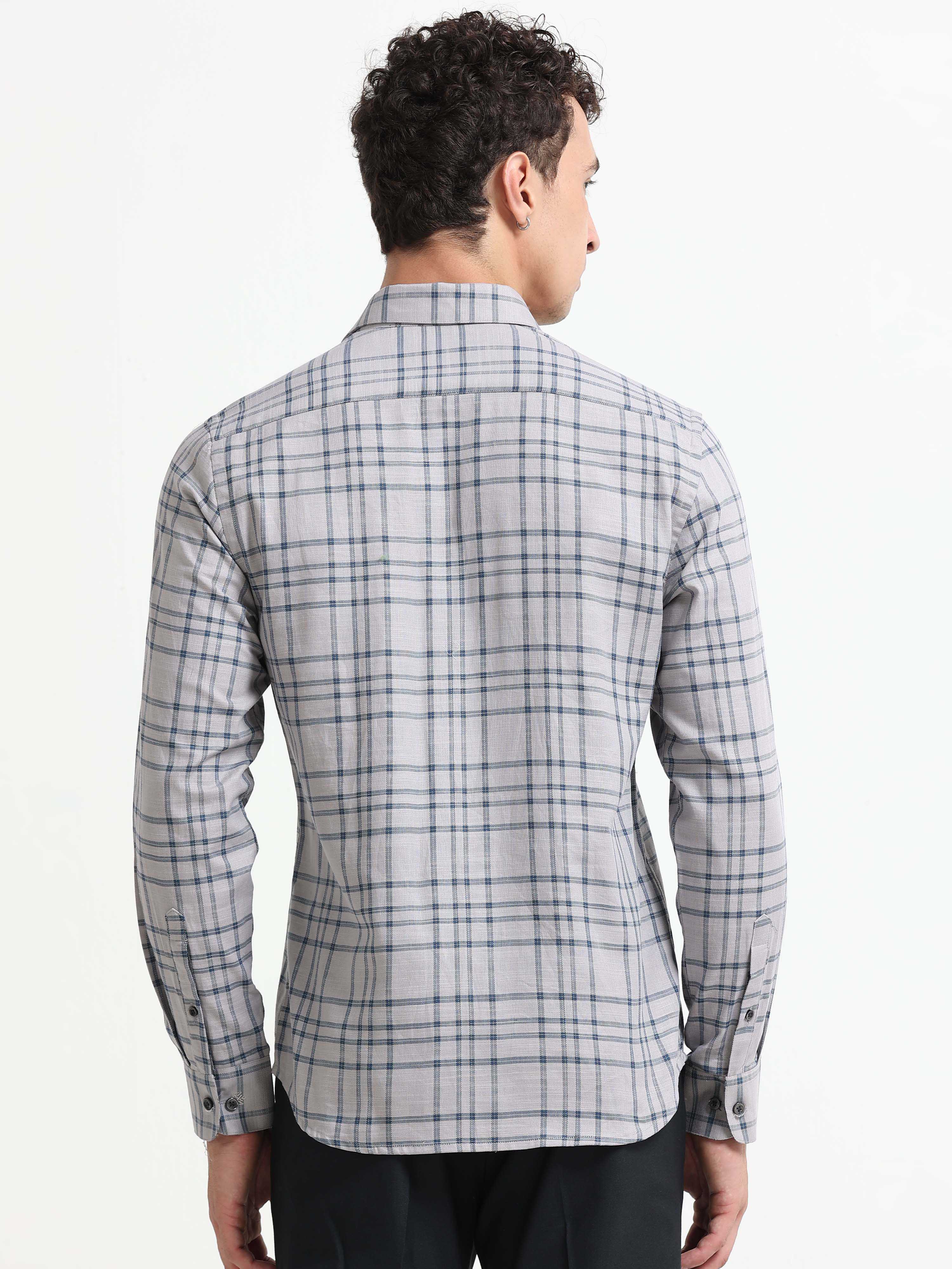 Mist Grey Chevron Check Jacquard Shirt