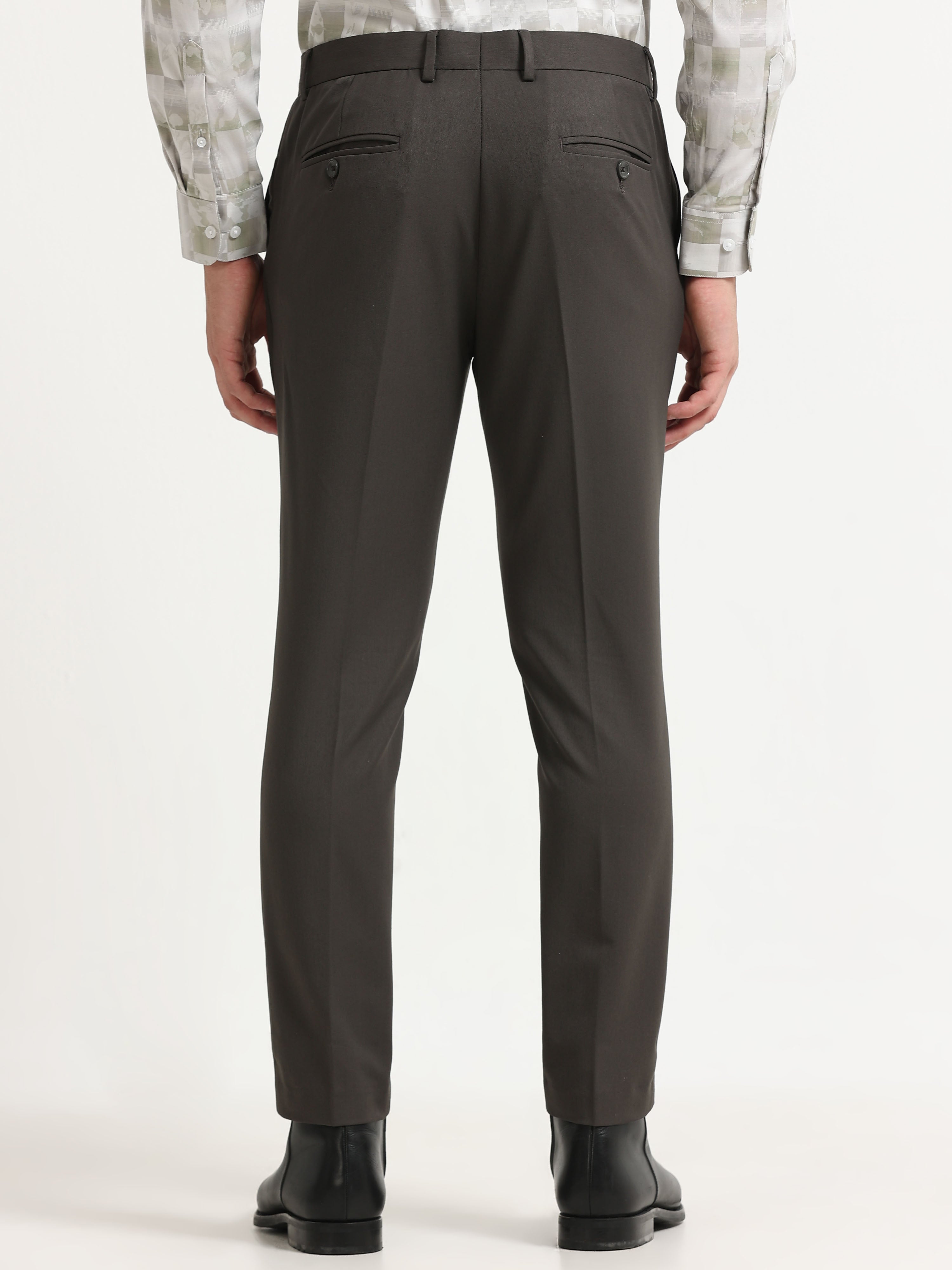 DARK GREY 4 WAY STRETCH VISCOSE BLEND FORMAL PANT