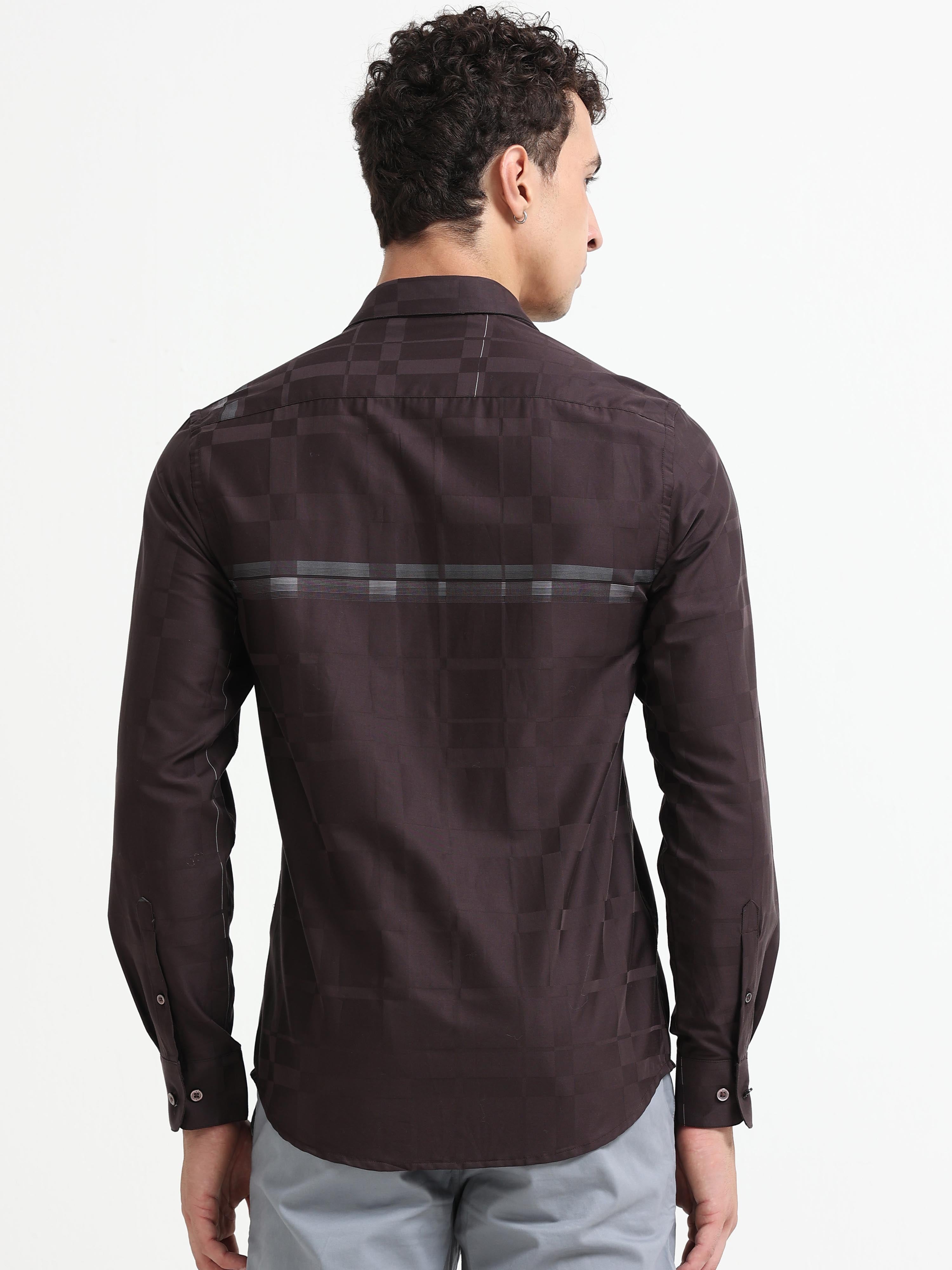 Espresso Checker Jacquard Shirt