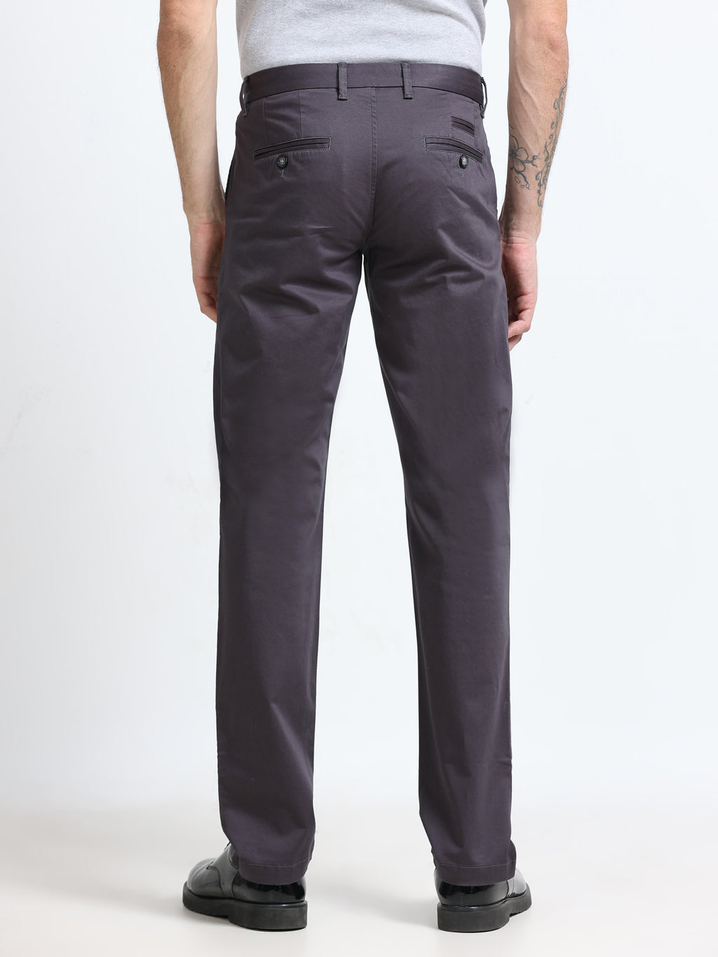 DARK GREY GIZZA COTTON TROUSER