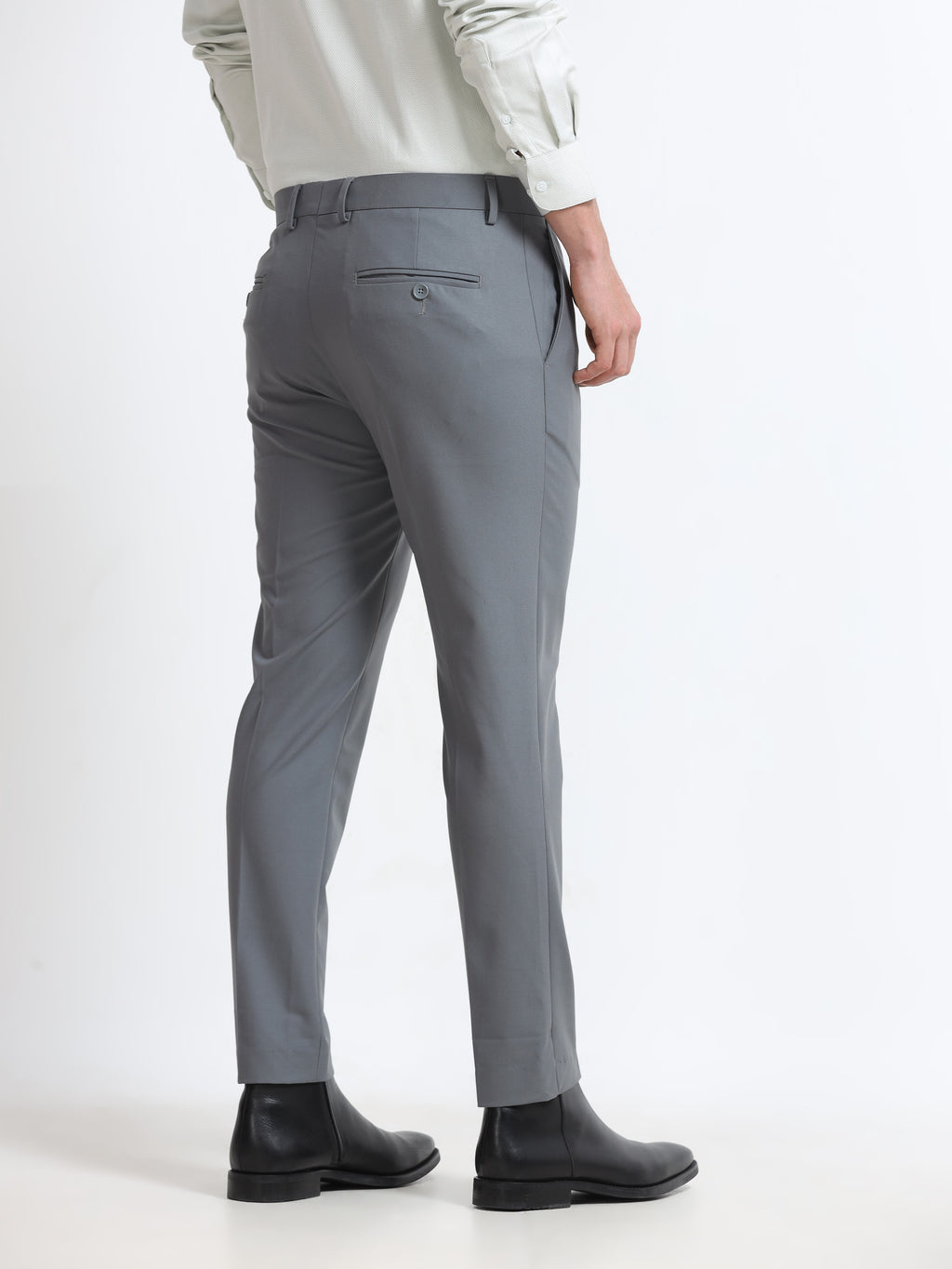 SLATE GREY 4 WAY STRETCH VISCOSE BLEND FORMAL PANT