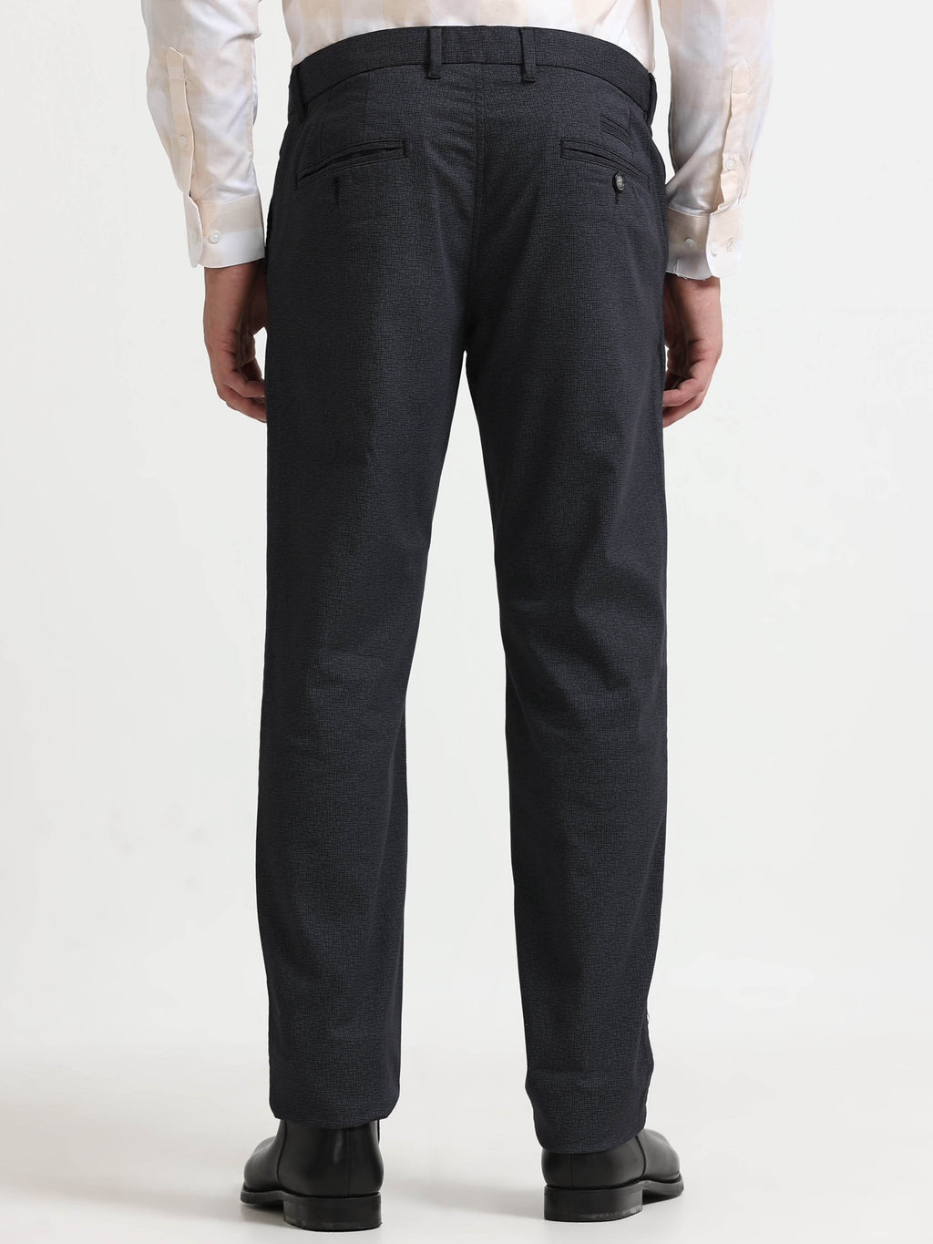 BLACK DOBBIES COTTON LYCRA BLEND TROUSER