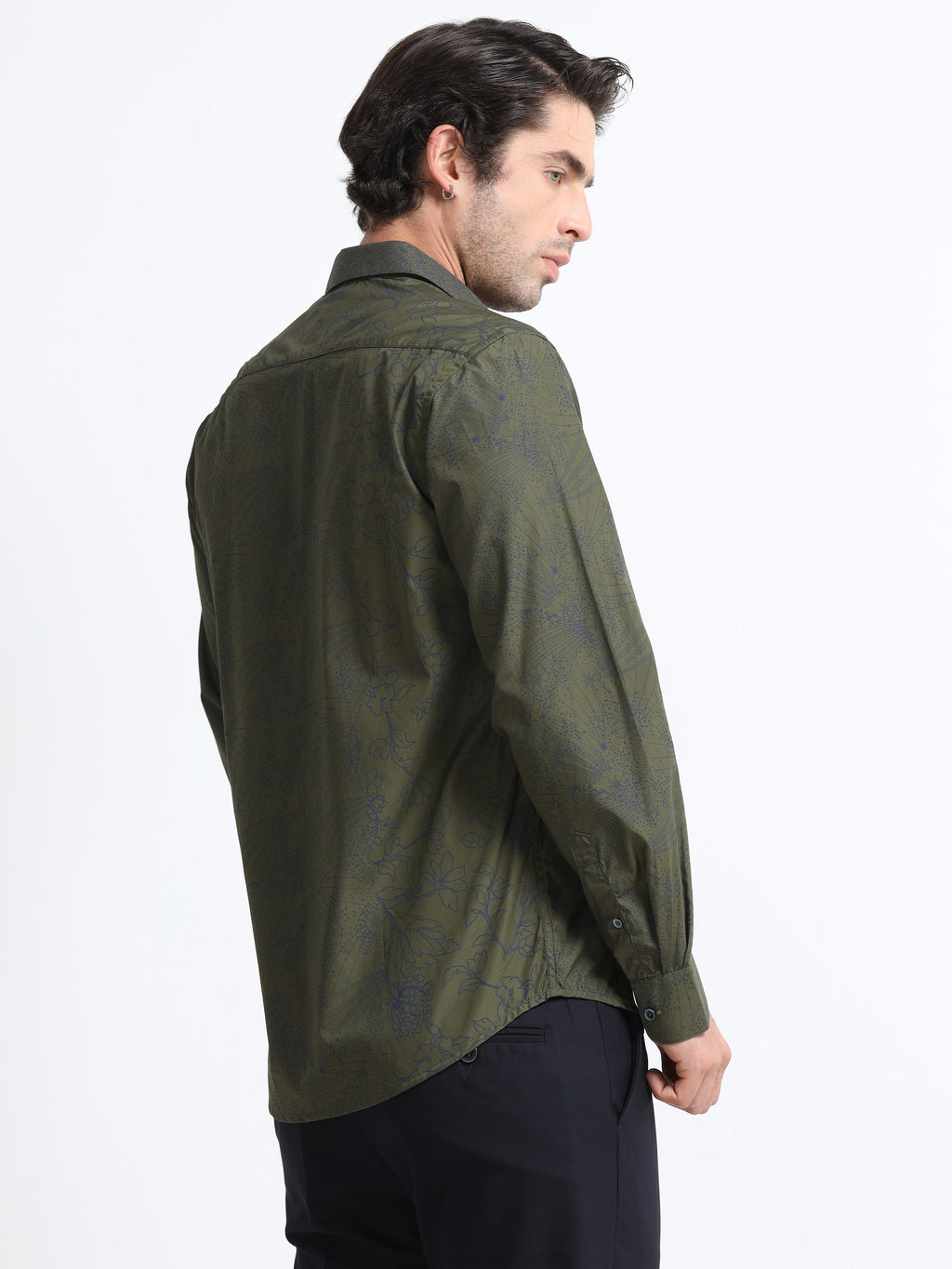 Obsidian Olive Artisan Flora Cotton Print Shirt