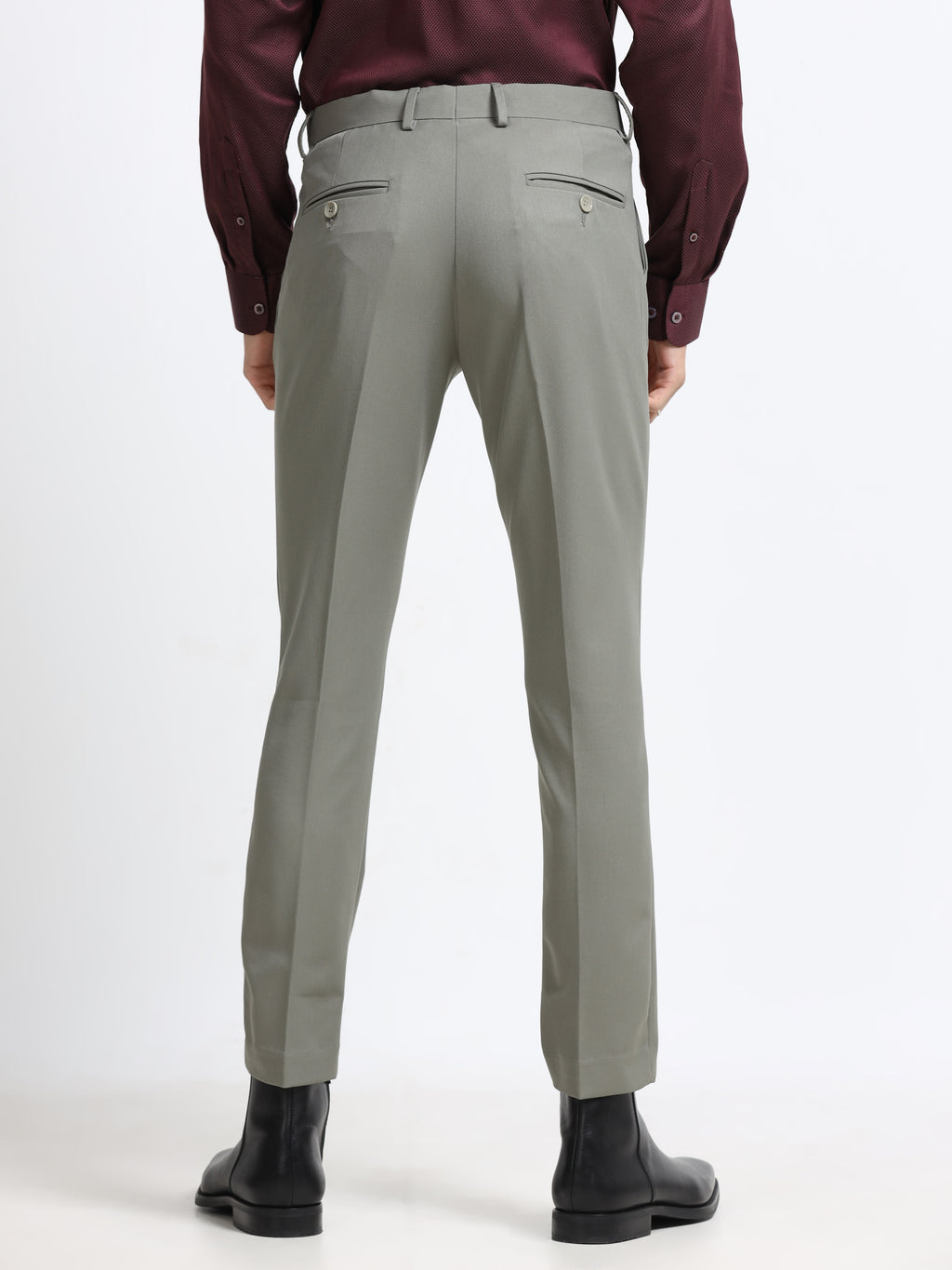WARM GREY 4 WAY STRETCH VISCOSE BLEND FORMAL PANT
