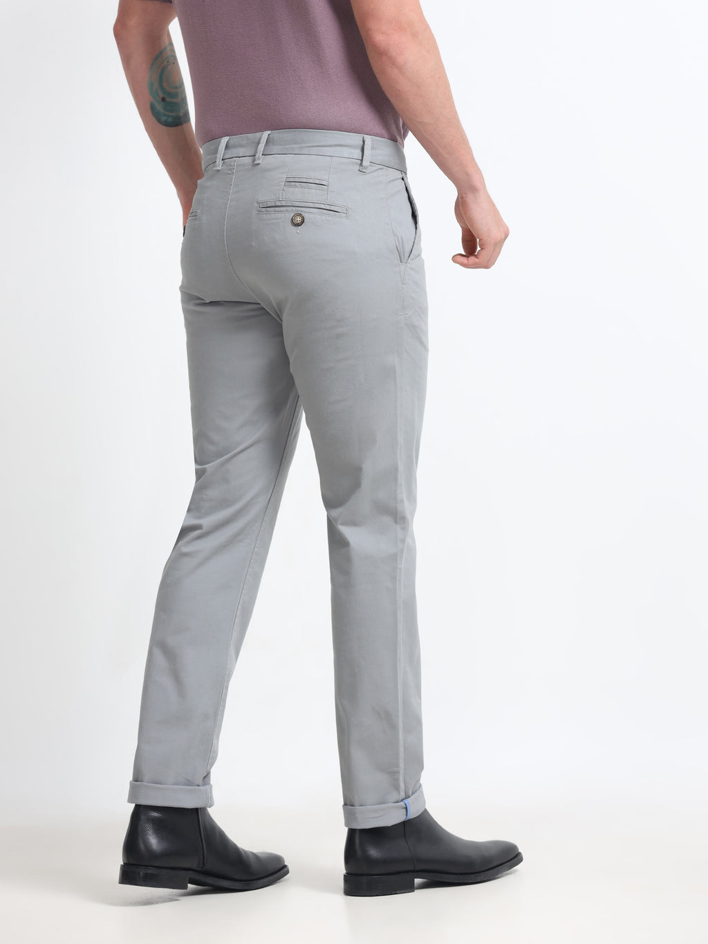 GREY GAP TWILL STRETCH TROUSERS