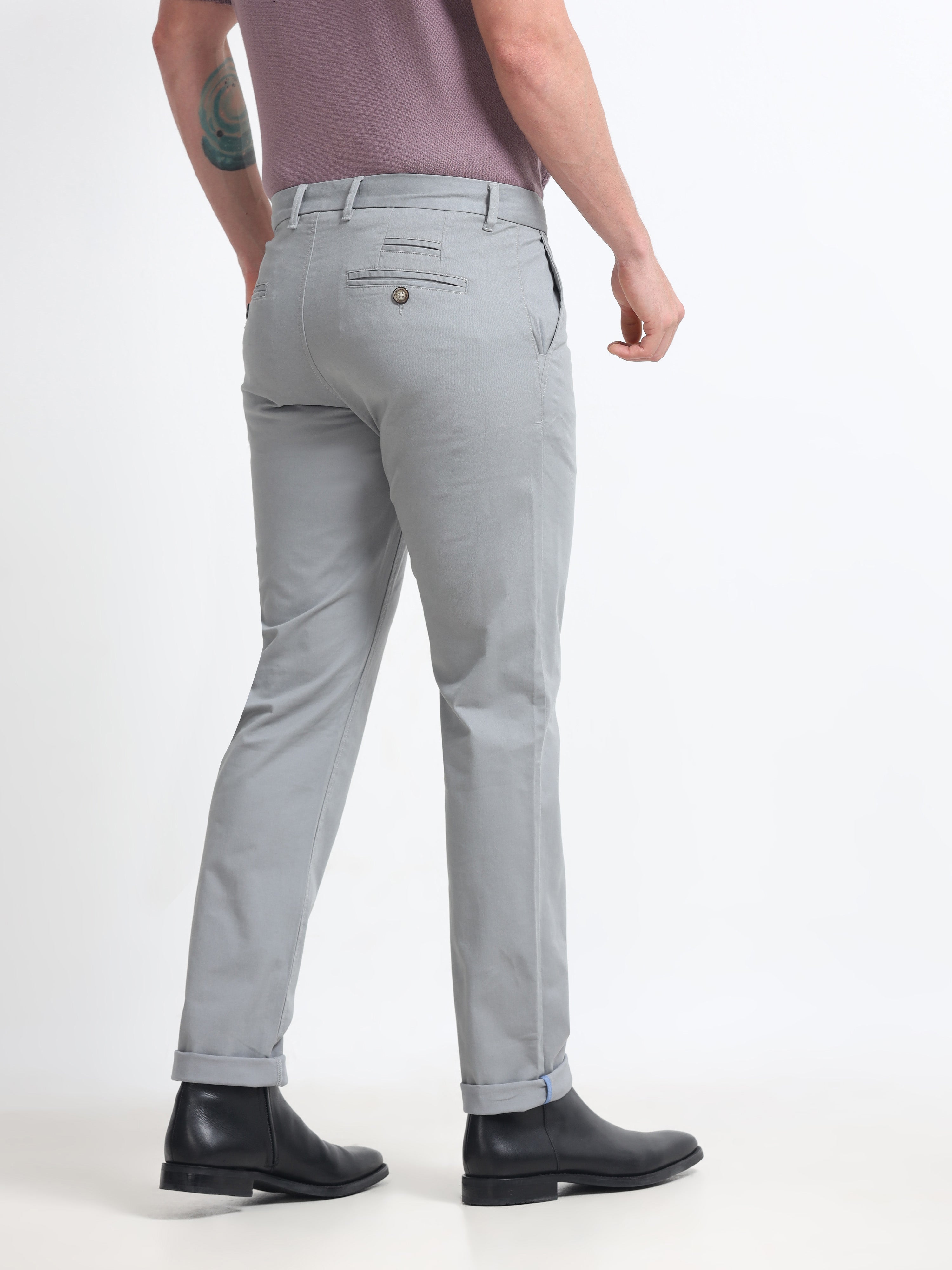 GREY GAP TWILL STRETCH TROUSERS
