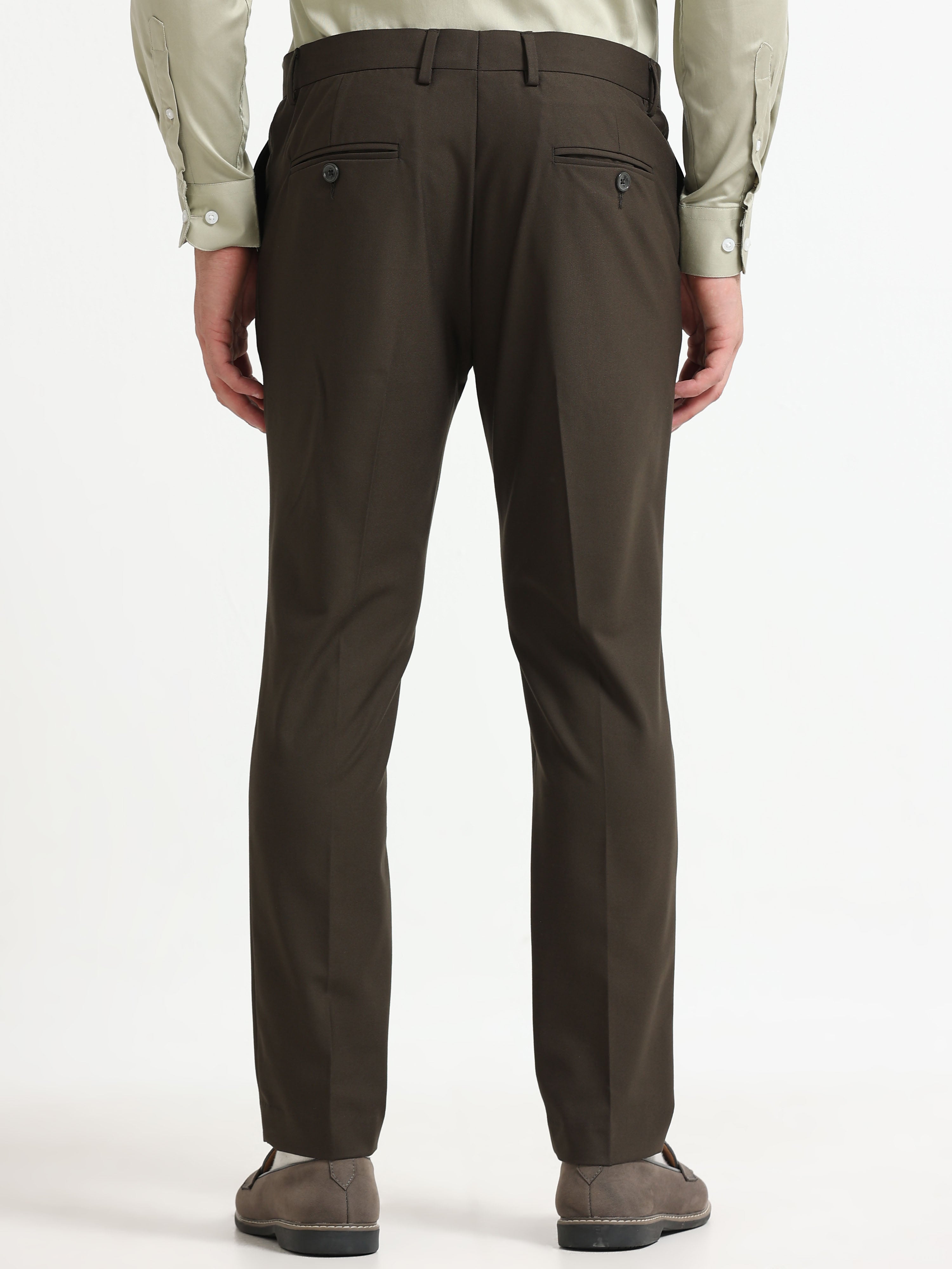 COFFEE BROWN 4 WAY STRETCH VISCOSE BLEND FORMAL PANT