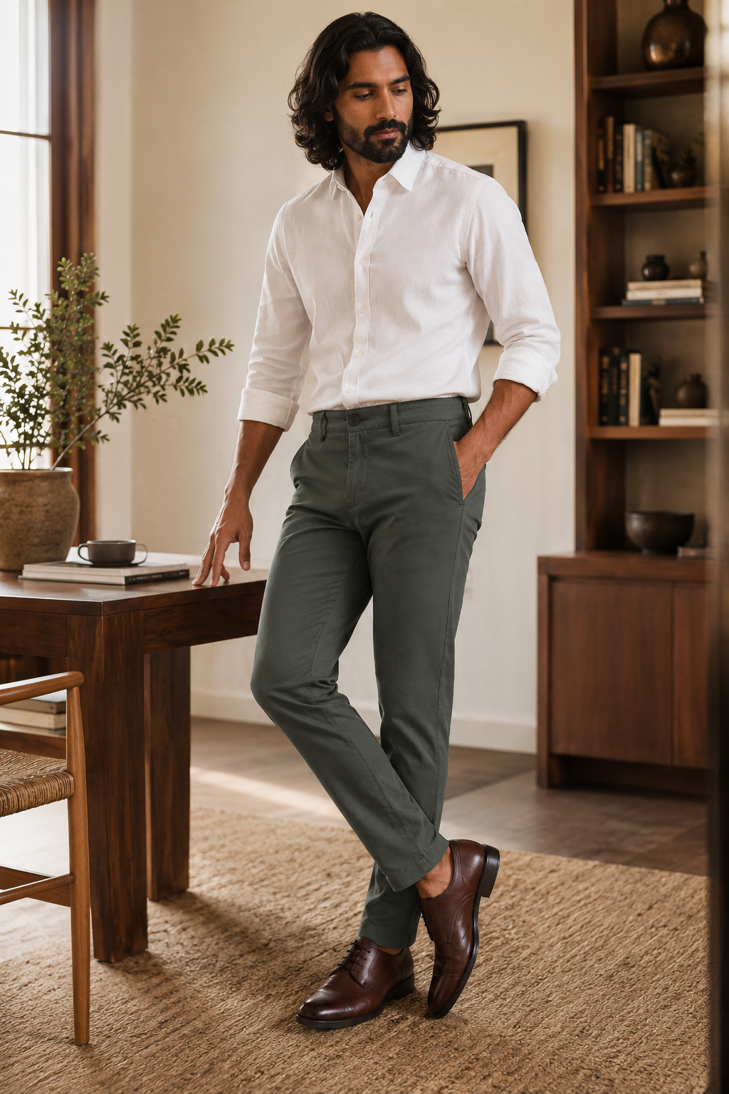 Olive Gap Twill Trousers