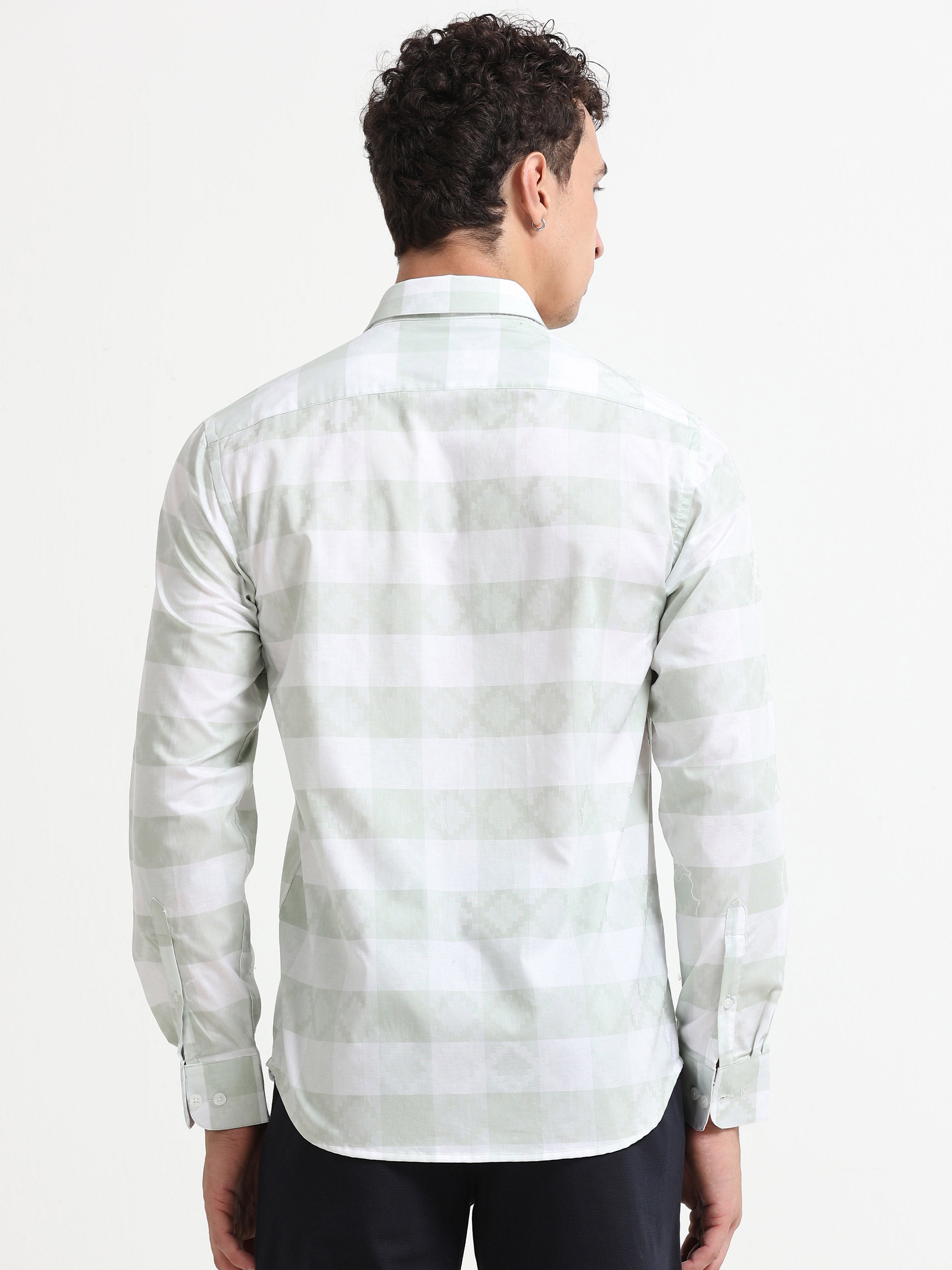 Pistachio Check Artisan Jacquard Shirt