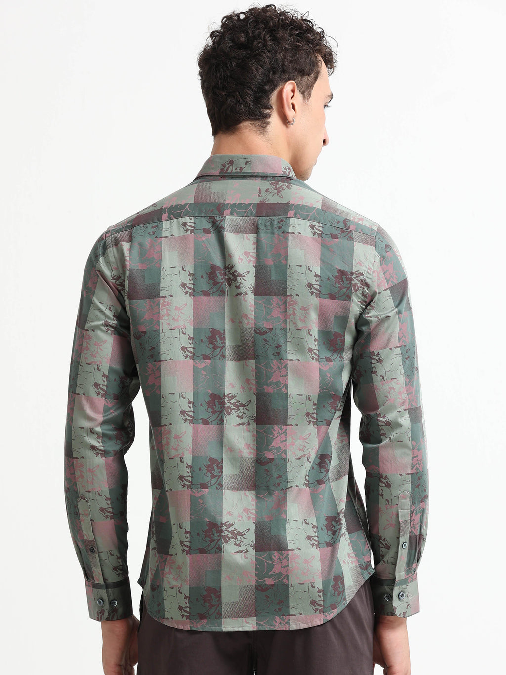 Abstract Forest Jacquard Check Shirt