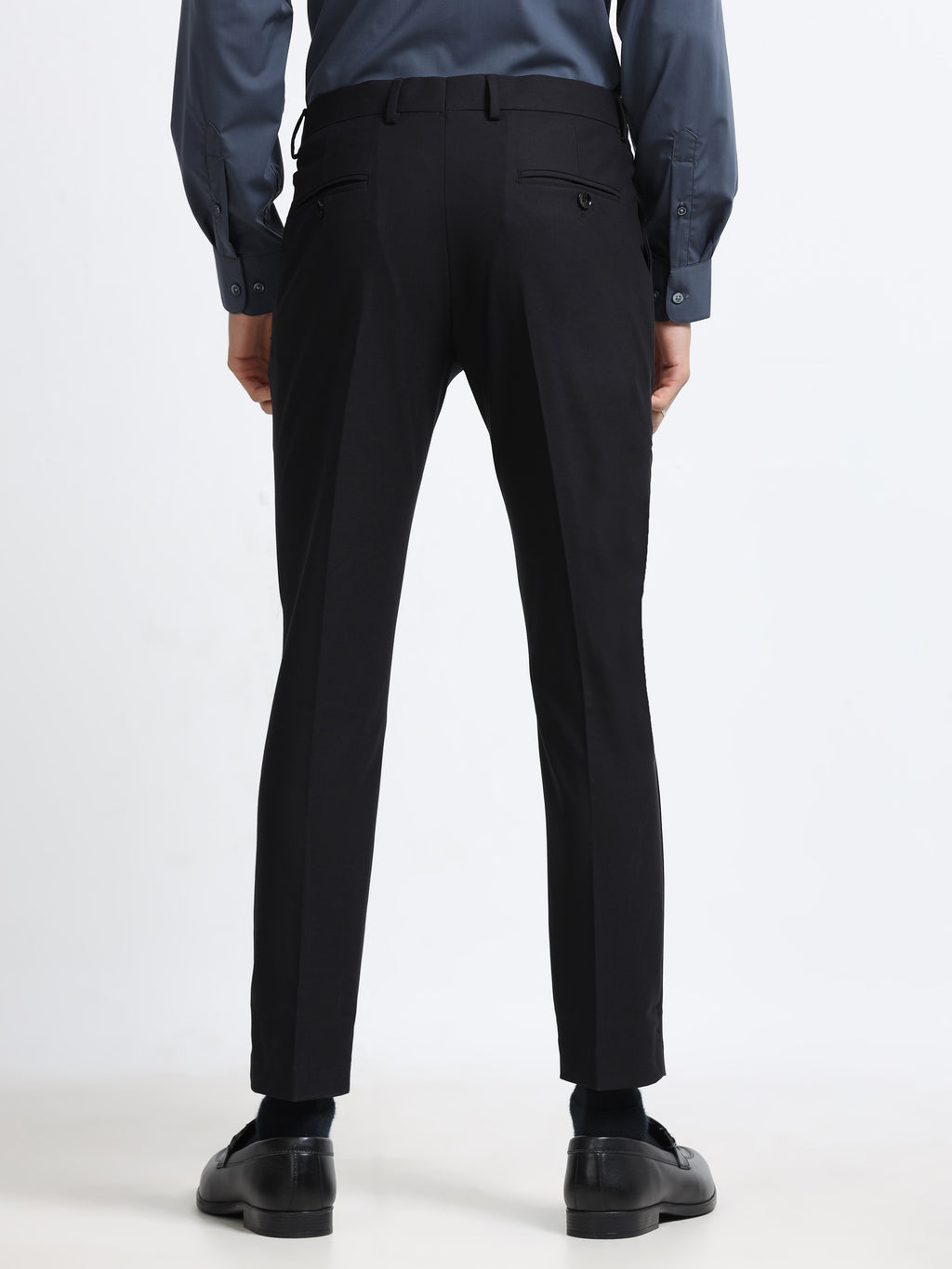 BLACK 4 WAY STRETCH VISCOSE BLEND FORMAL PANT
