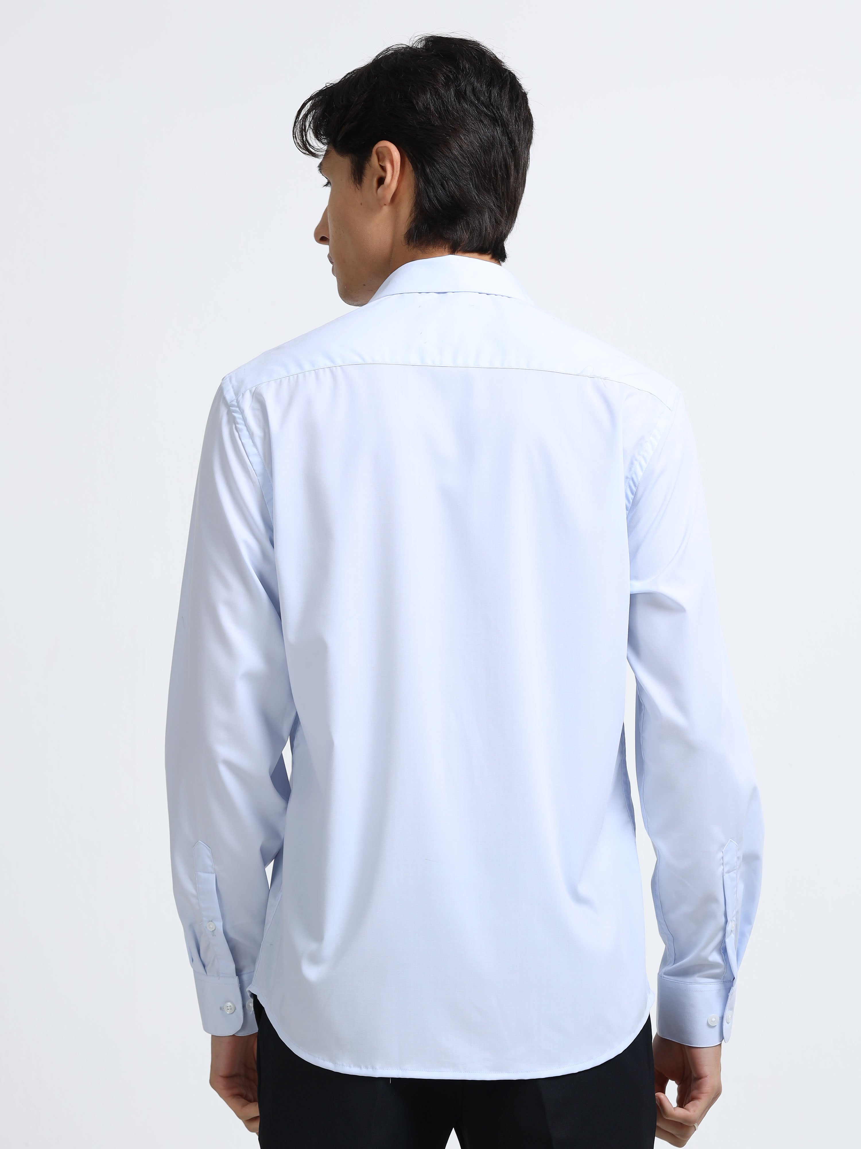 Arctic Mist Cotton Satin Stretch Solid Shirt
