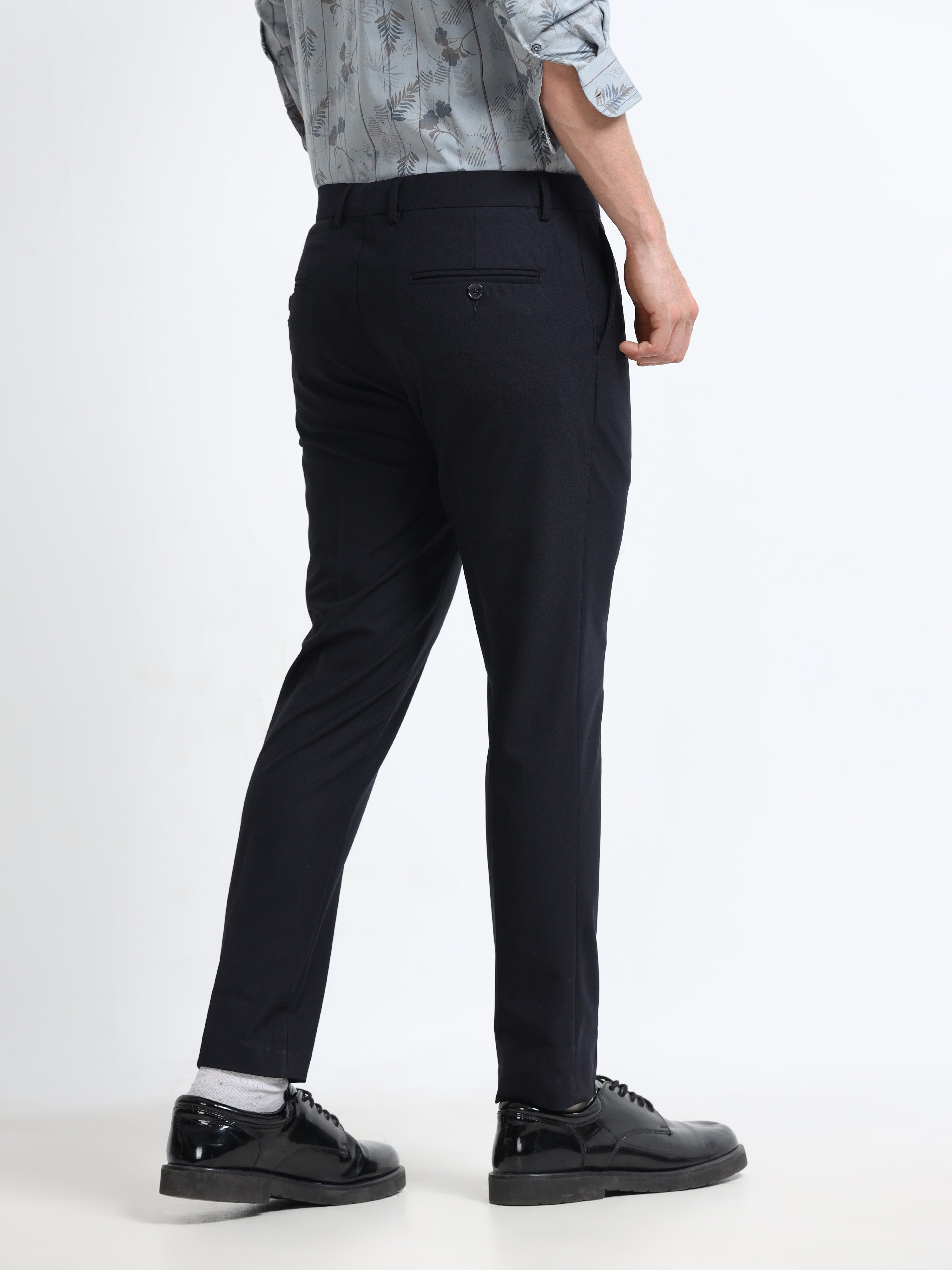INK BLUE 4 WAY STRETCH VISCOSE BLEND FORMAL PANT