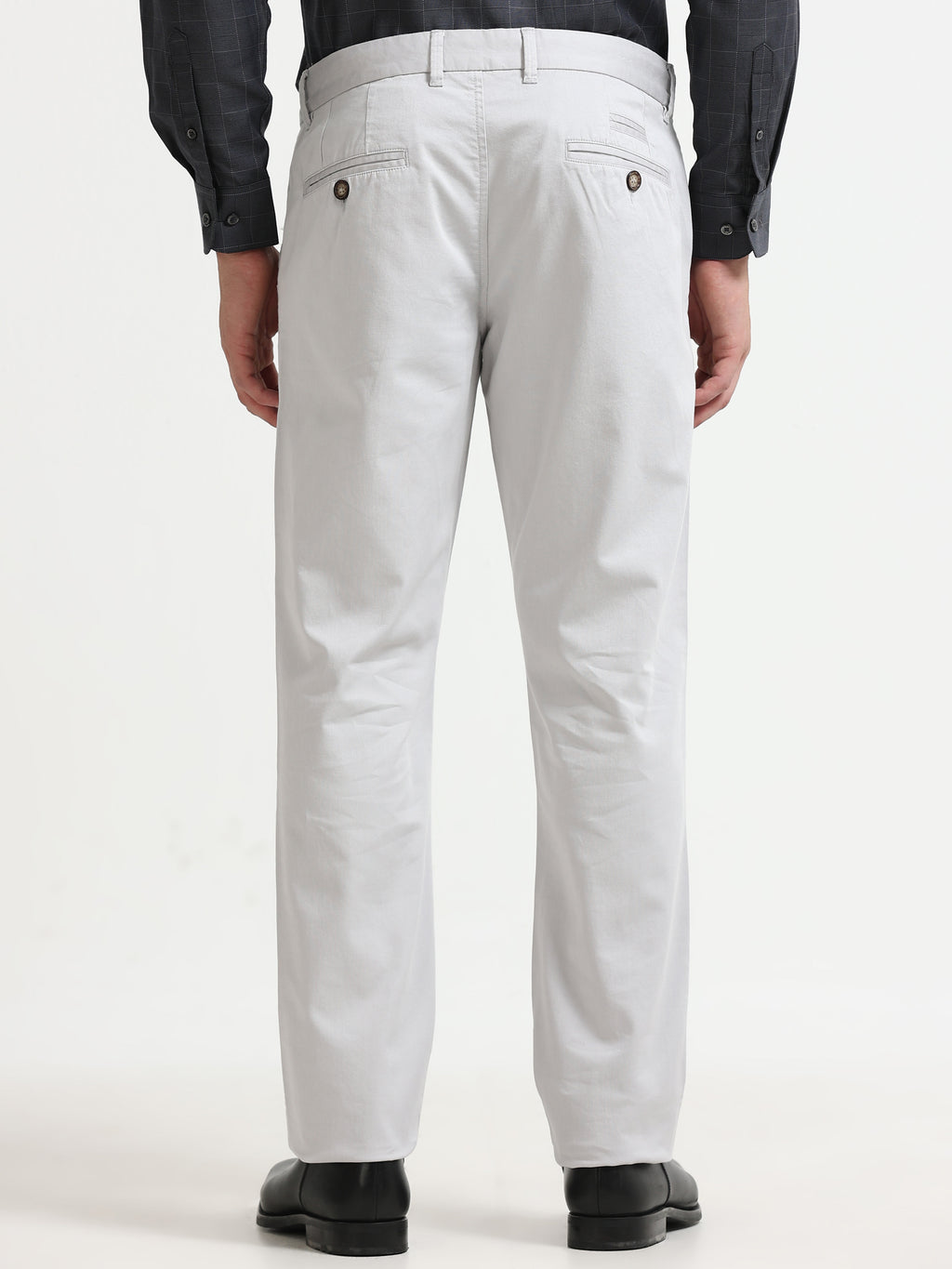 LIGHT GREY DOBBIES COTTON LYCRA BLEND TROUSER
