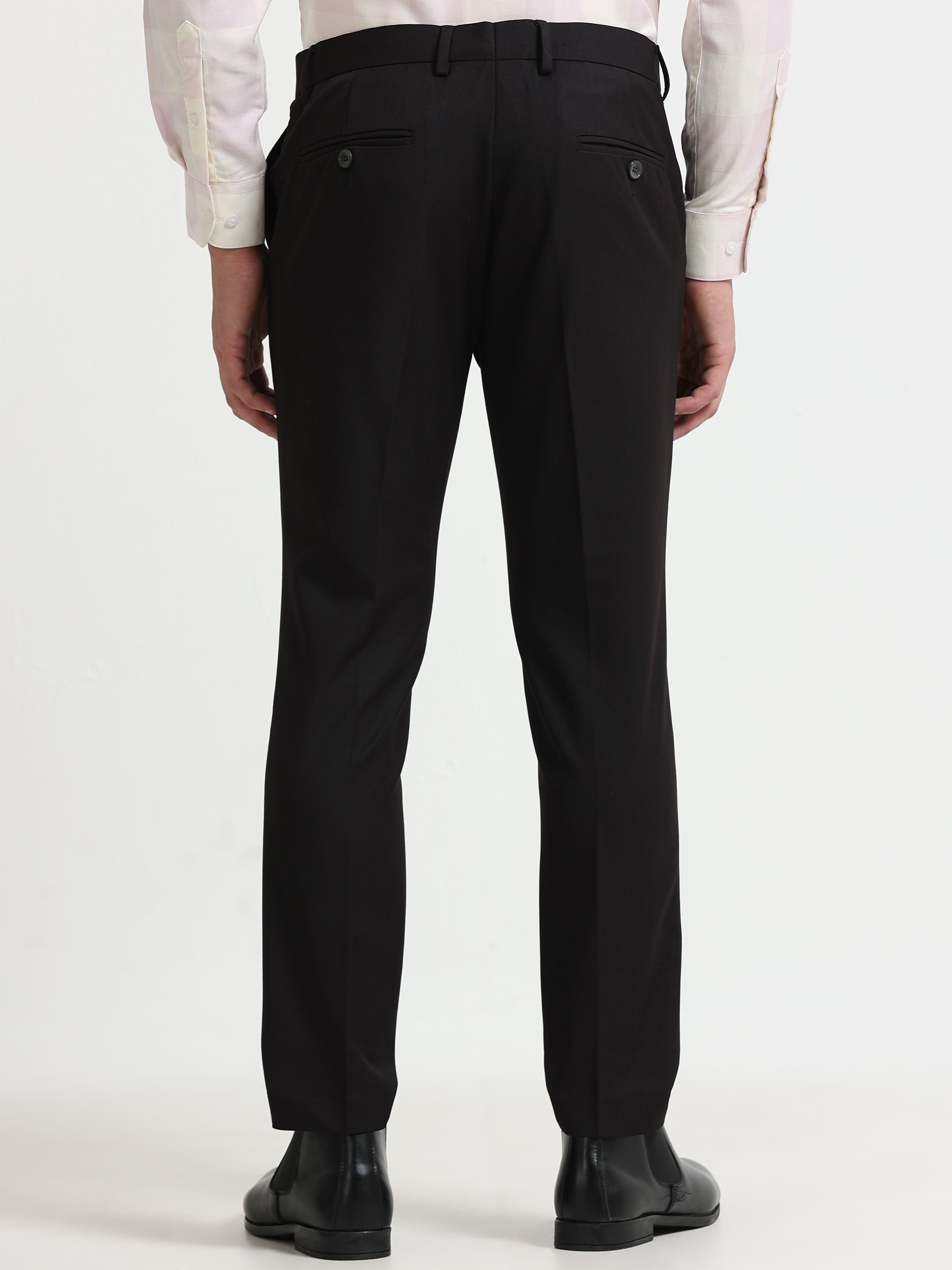 BLACK 4 WAY STRETCH VISCOSE BLEND FORMAL PANT