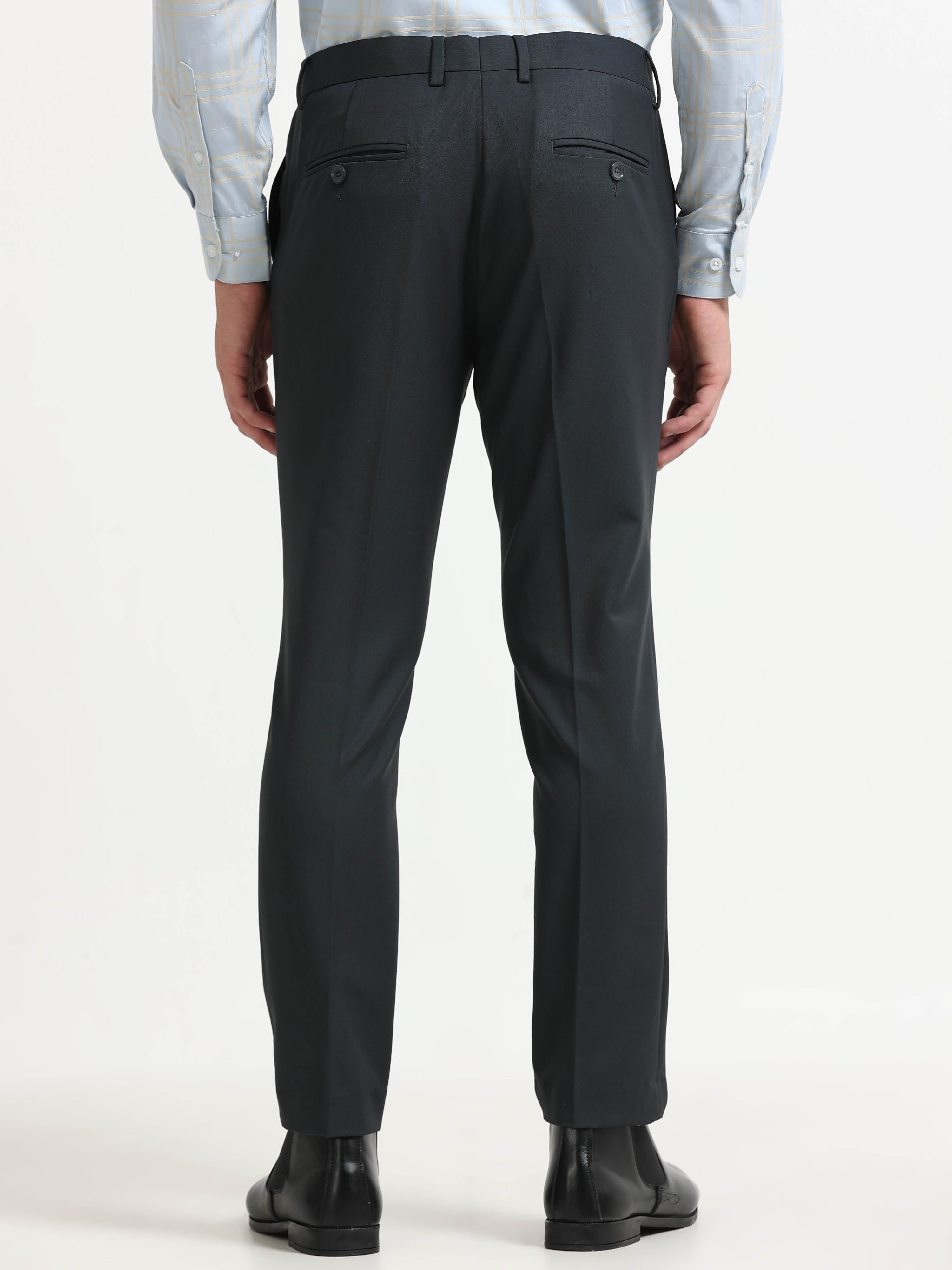 BLUE 4 WAY STRETCH VISCOSE BLEND FORMAL PANT