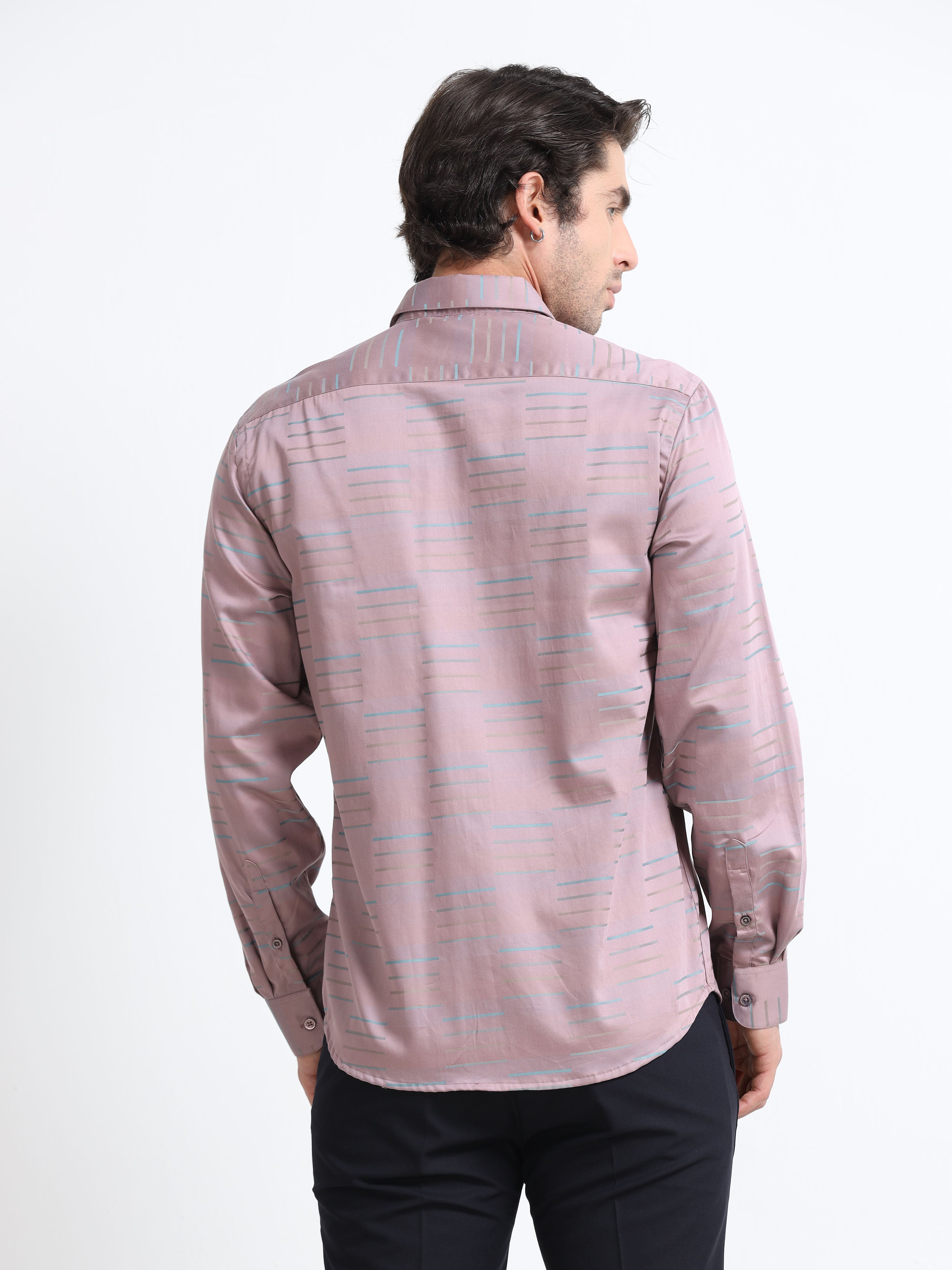 Gilded Mist Artisan Linear Micro Print Shirt