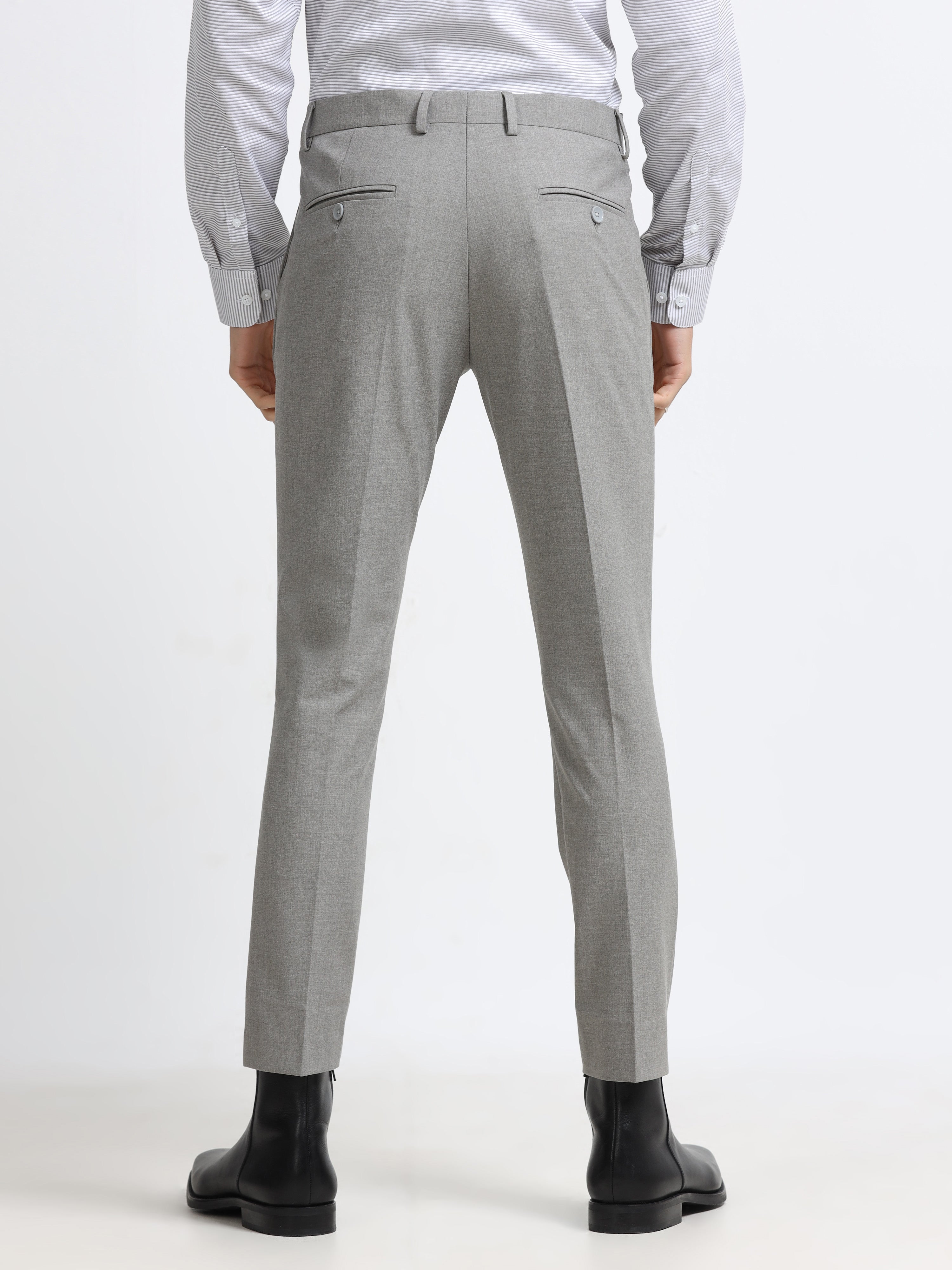 CEMENT GREY 4 WAY STRETCH VISCOSE BLEND FORMAL PANT