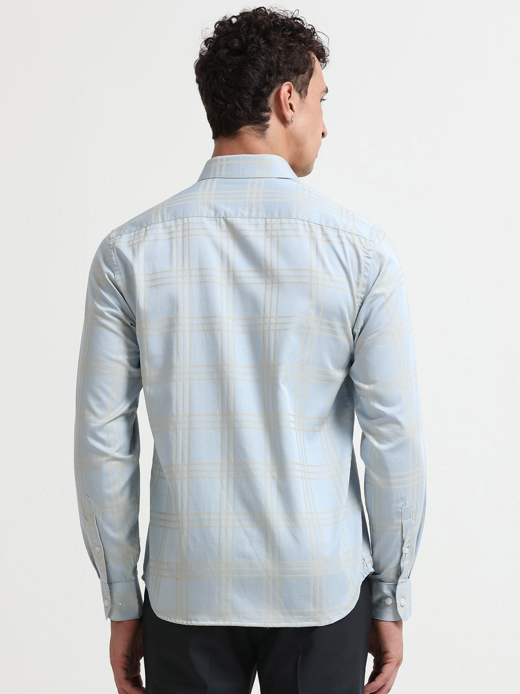 Sky Champagne Windowpane Jacquard Shirt