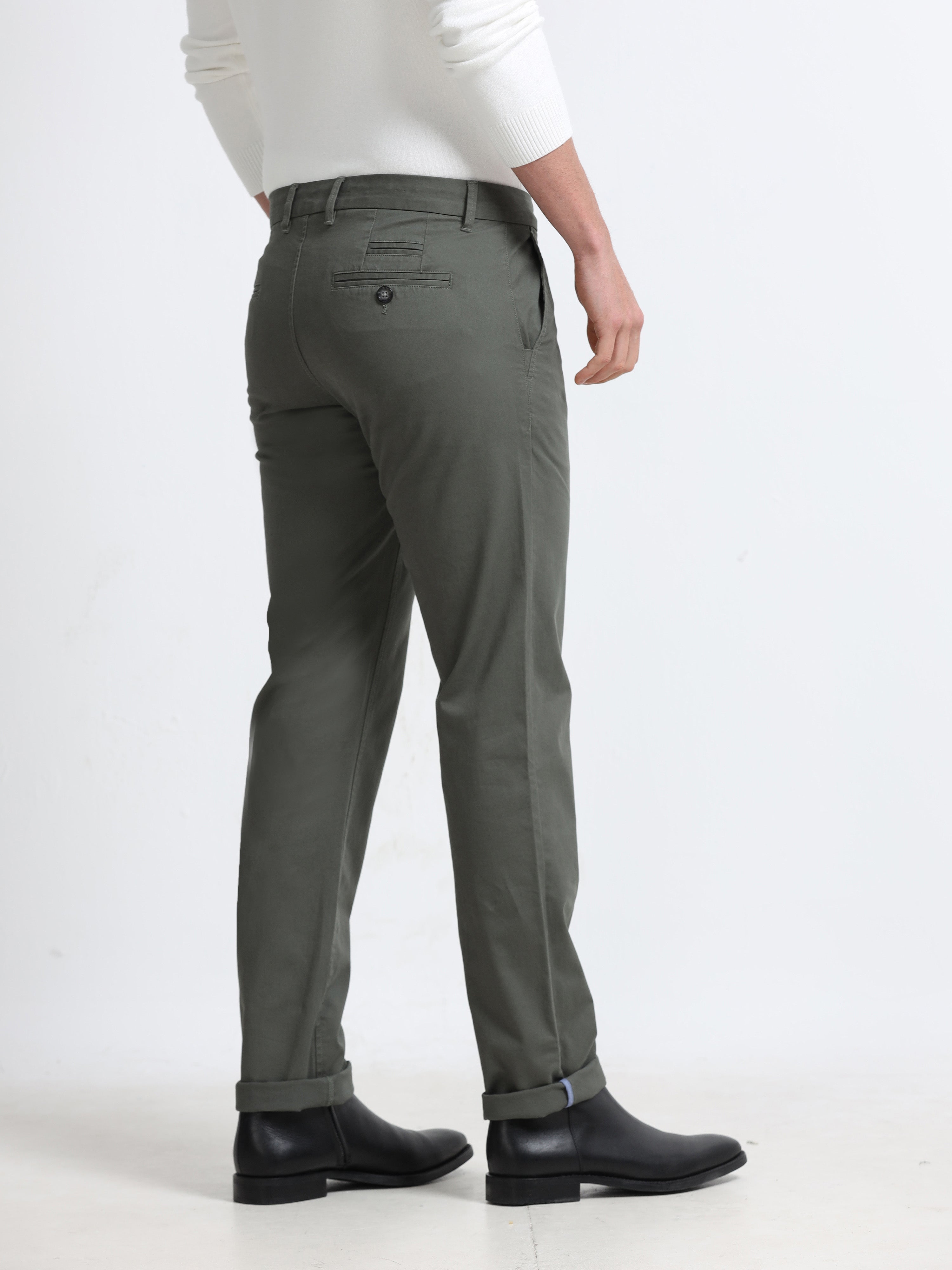 OLIVE GAP TWILL STRETCH TROUSERS