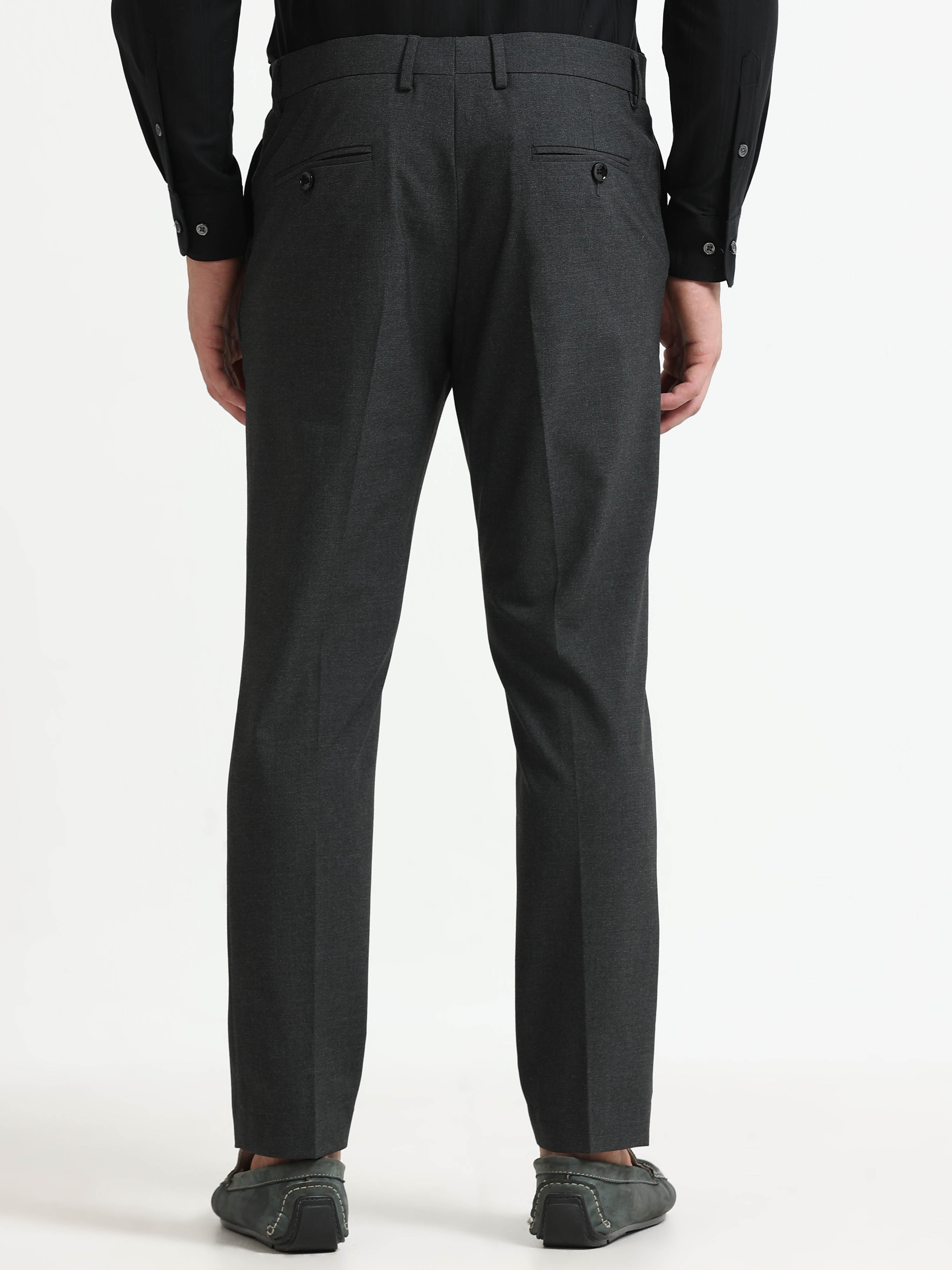 GREY 4 WAY STRETCH VISCOSE BLEND FORMAL PANT