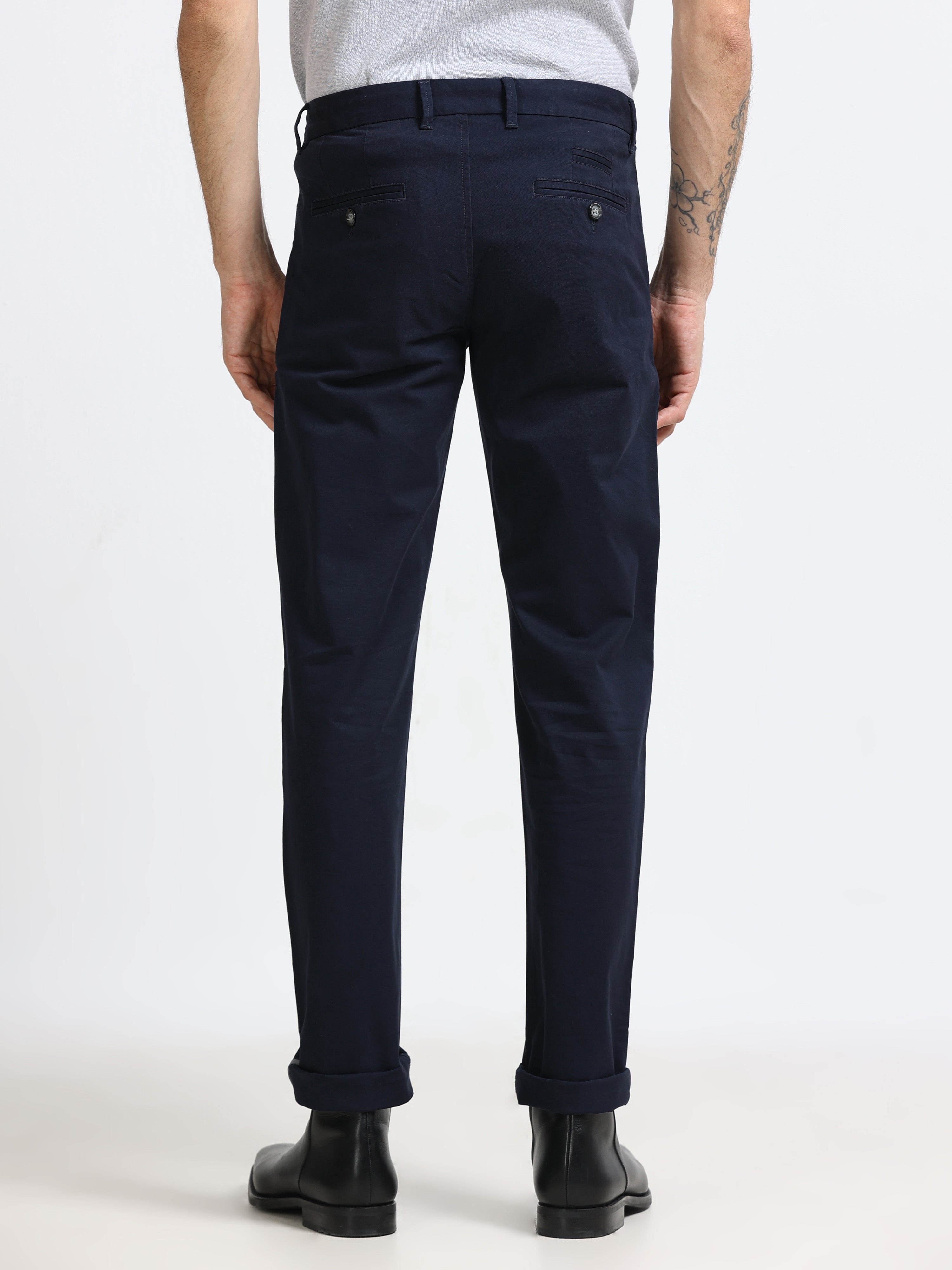 DARK NAVY GAP TWILL STRETCH TROUSERS