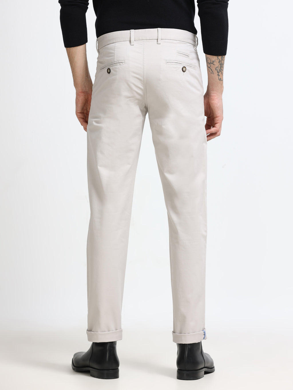 LIGHT ASH CONVERSE COTTON LYCRA STRECTH TROUSERS