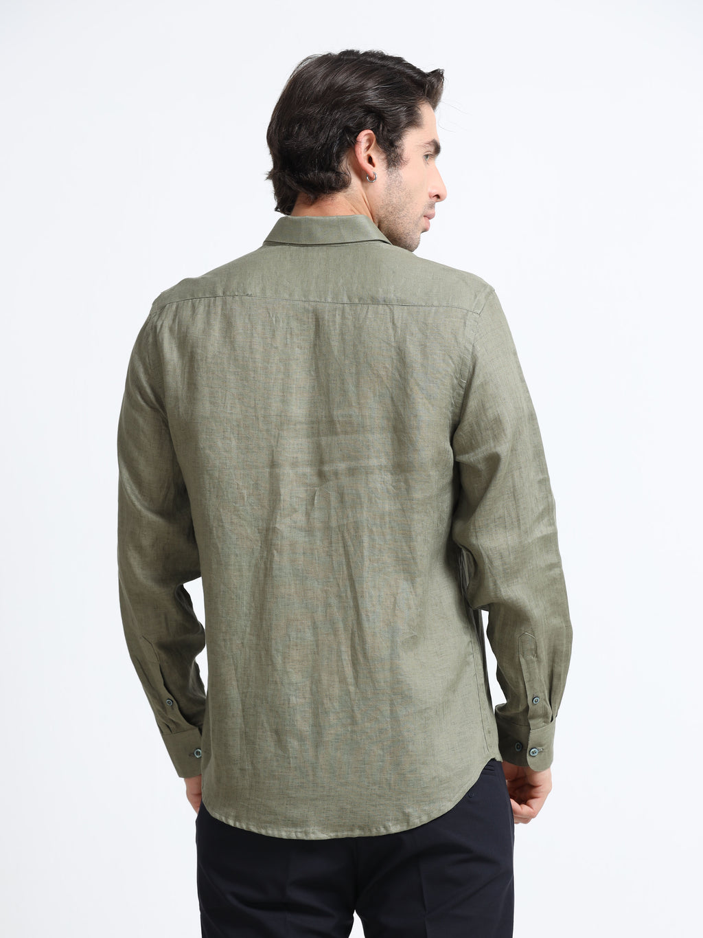 Rustic Olive Essential Linen Solid Shirt