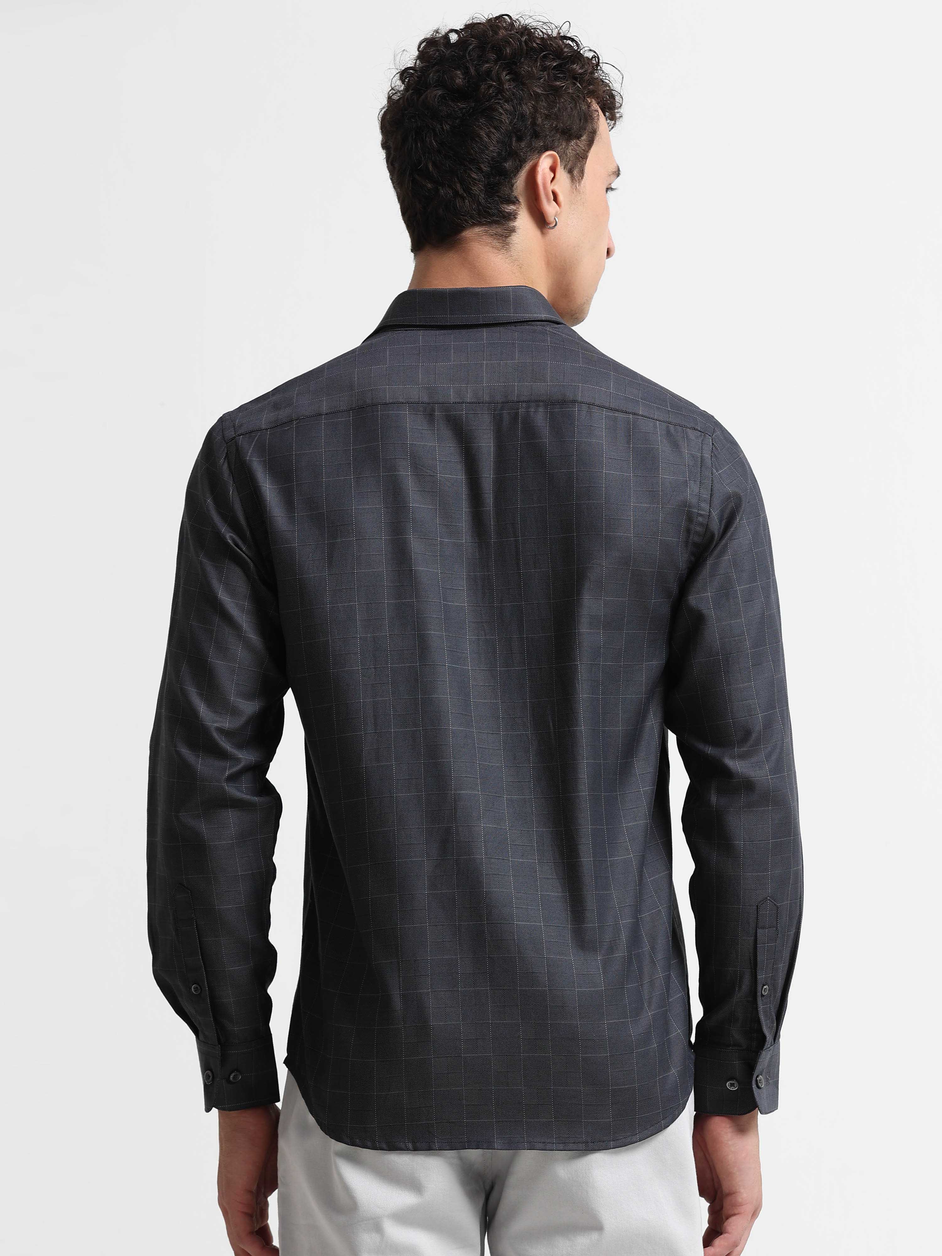 Iron Grey Diamond Matrix Jacquard Shirt