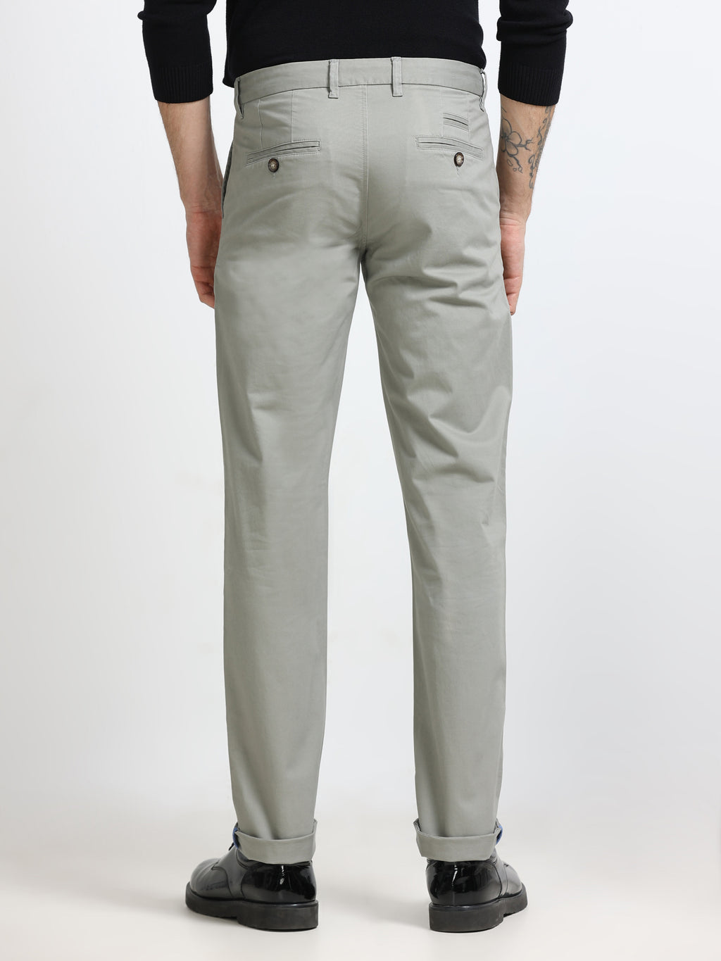 OLIVE GREY CONVERSE COTTON LYCRA STRECTH TROUSERS